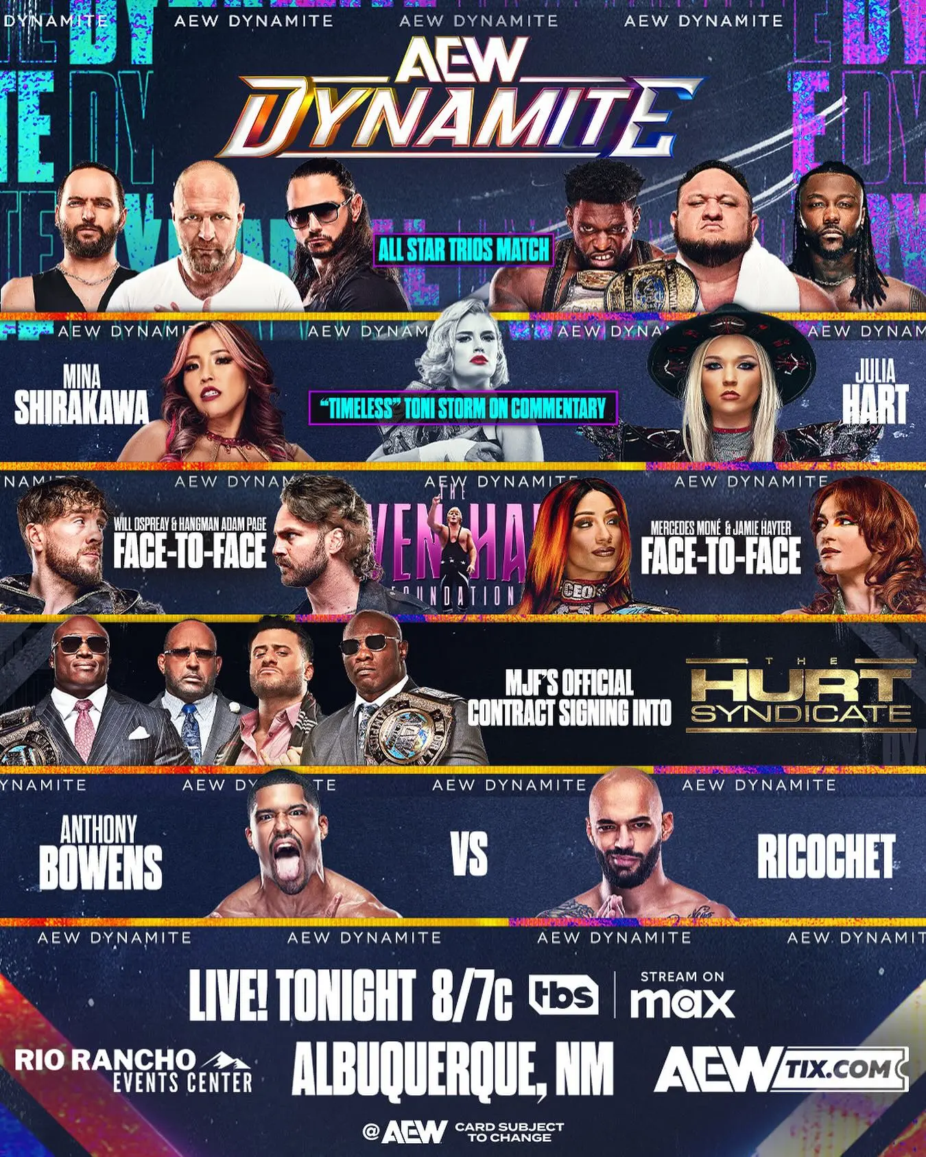 Last AEW Dynamite Before AEW DoN Airs Tonight Catch the final edition of Dynamite before Sunday’s AEW DoN – live on TBS and StreamOnMax.