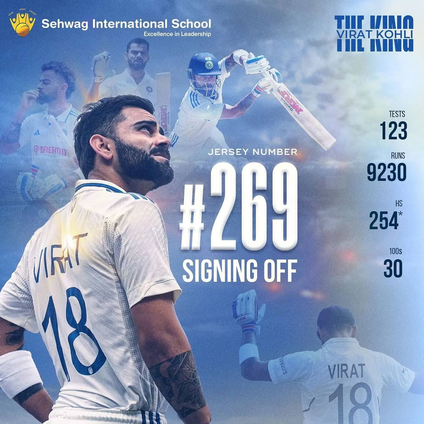 Legend Bids Farewell: Virat Kohli’s New Journey Sehwag School salutes Kohli’s legacy, inspiring the next generation of cricket champions!!!