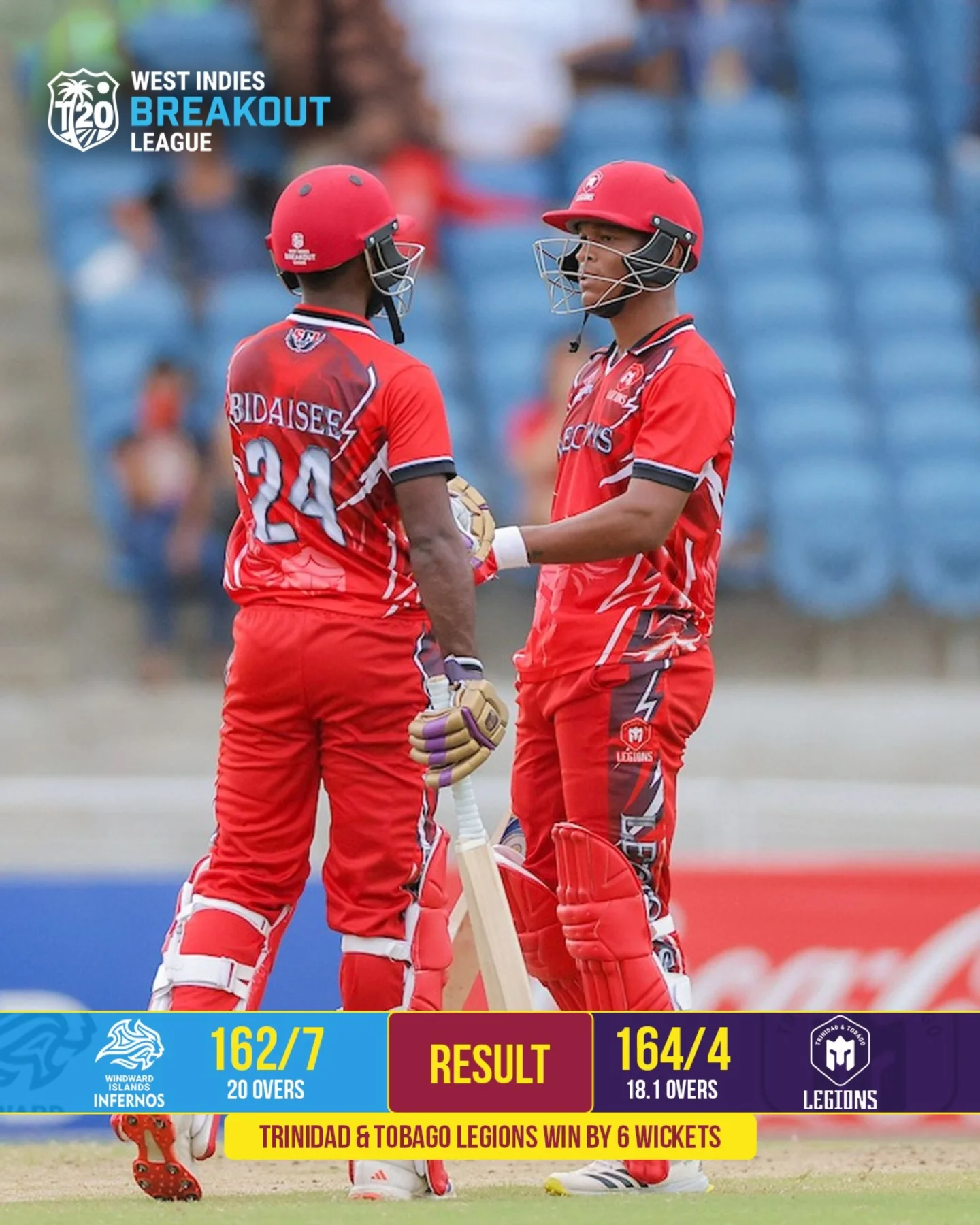 Legions Clinch Fourth Win In Thrilling League Stage Legions secure a 6-wicket win in BreakoutT20, fueling Windies Cricket's CPL25 league surge