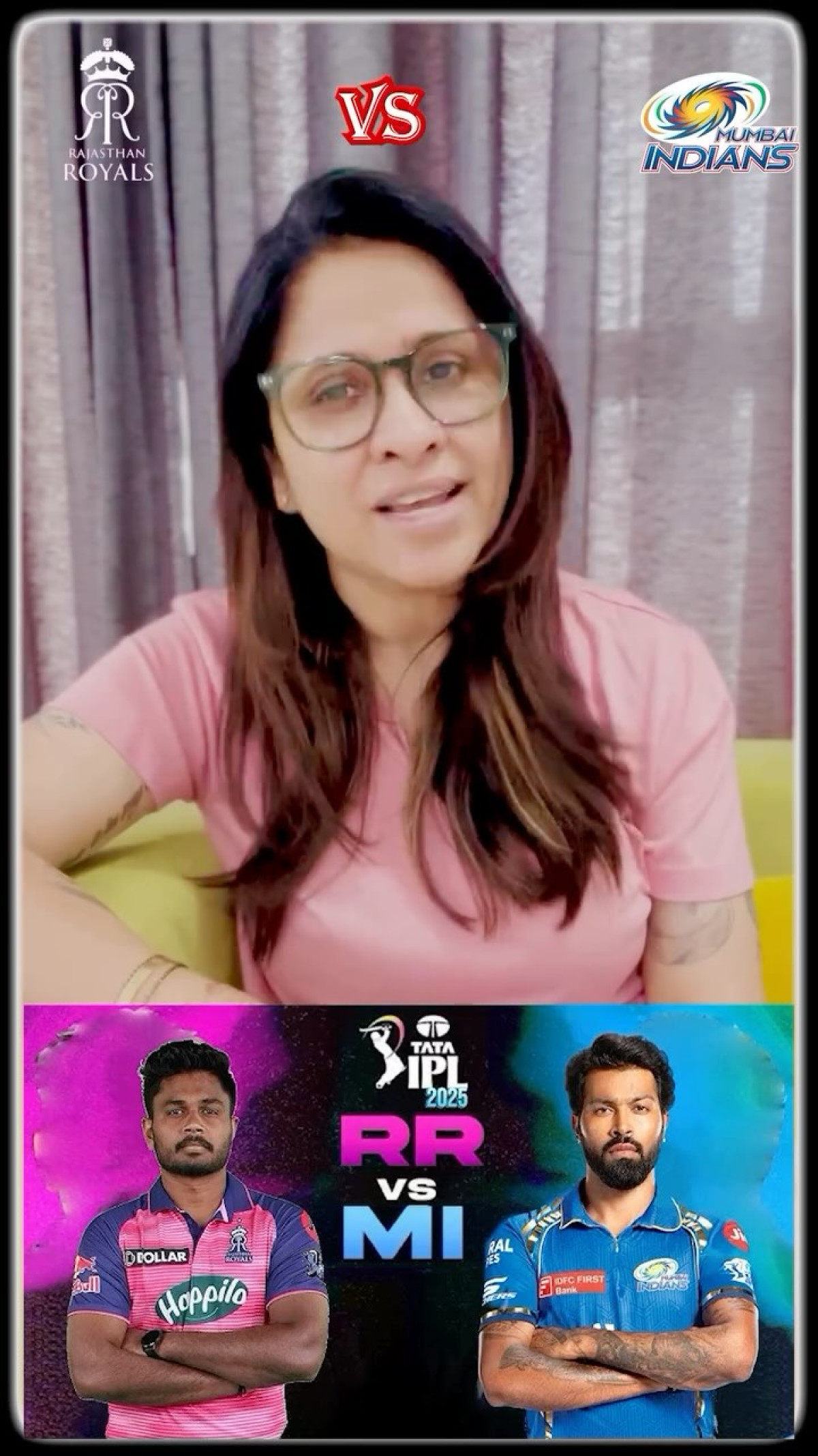 Match No 50: RRVSMI Showdown Sparks IPL Excitement Reema Malhotra fuels IPL 2025 buzz with match 50 predictions as RRVSMI battle ignites now