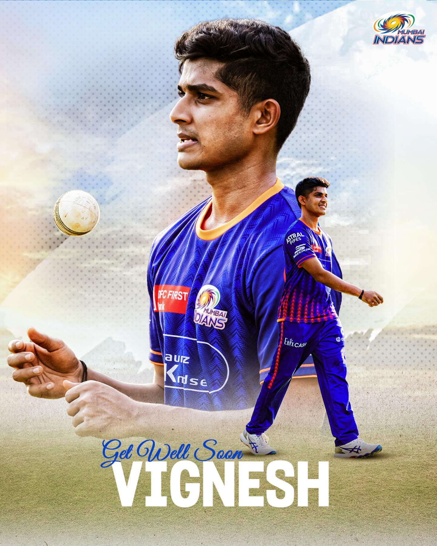 Mumbai Indians share heartfelt recovery wishes as Vignesh Puthur aims to return soon ASAP.