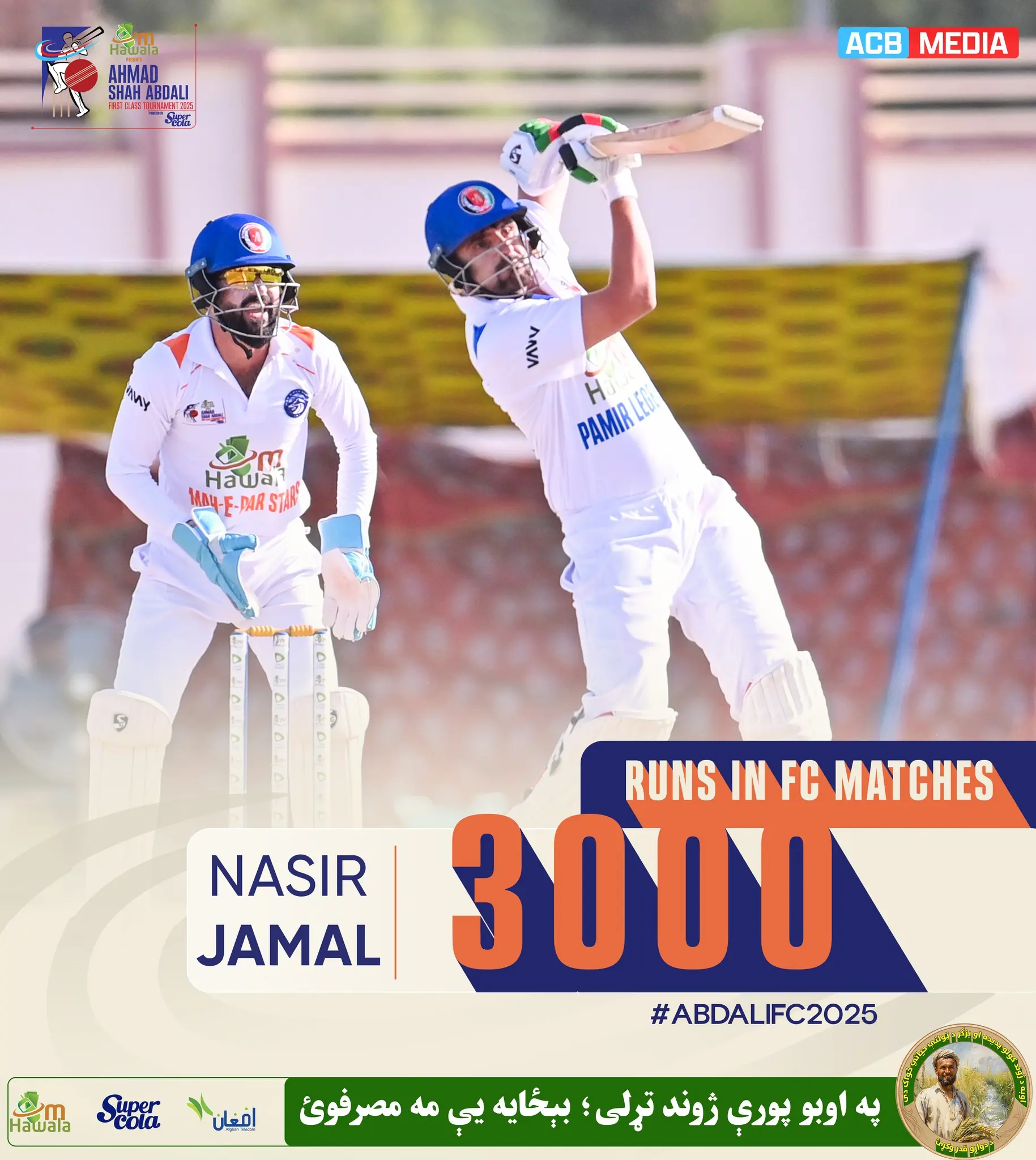 Nasir Jamal Reaches 3000 FC Runs Milestone Nasir Jamal smashes 3000 FC runs, marking a milestone in Afghanistan cricket history now!!