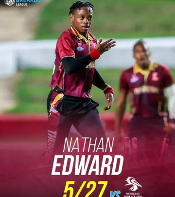 Nathan Edward's record-breaking five-wicket haul shines in Breakout League at CPL25 now!!