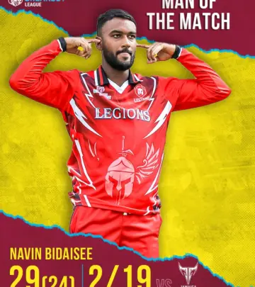 Dynamic performance by Navin Bidaisee inspires Legions with bat and ball brilliance in CPL.