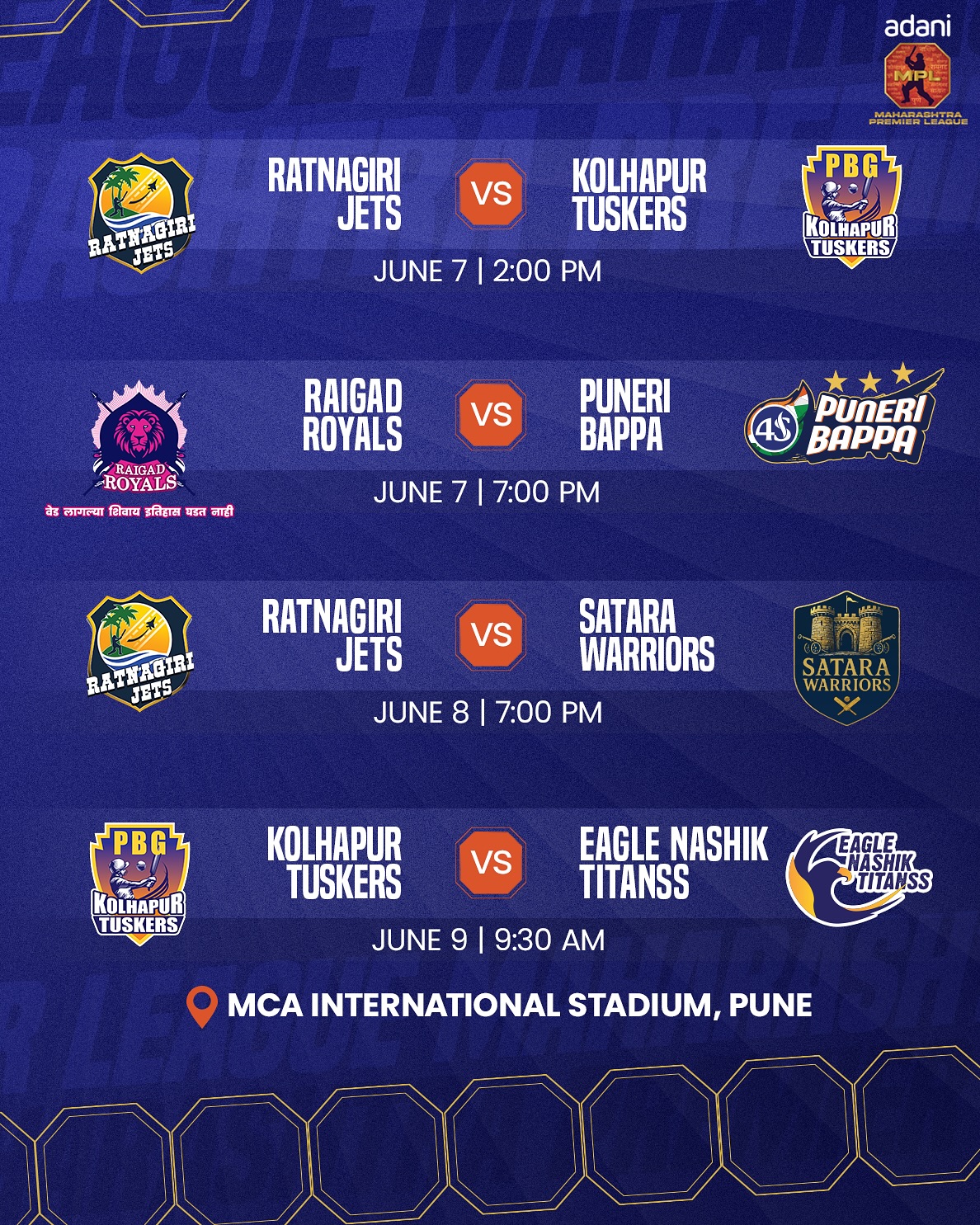 New Dates For Adani MPL 2025
