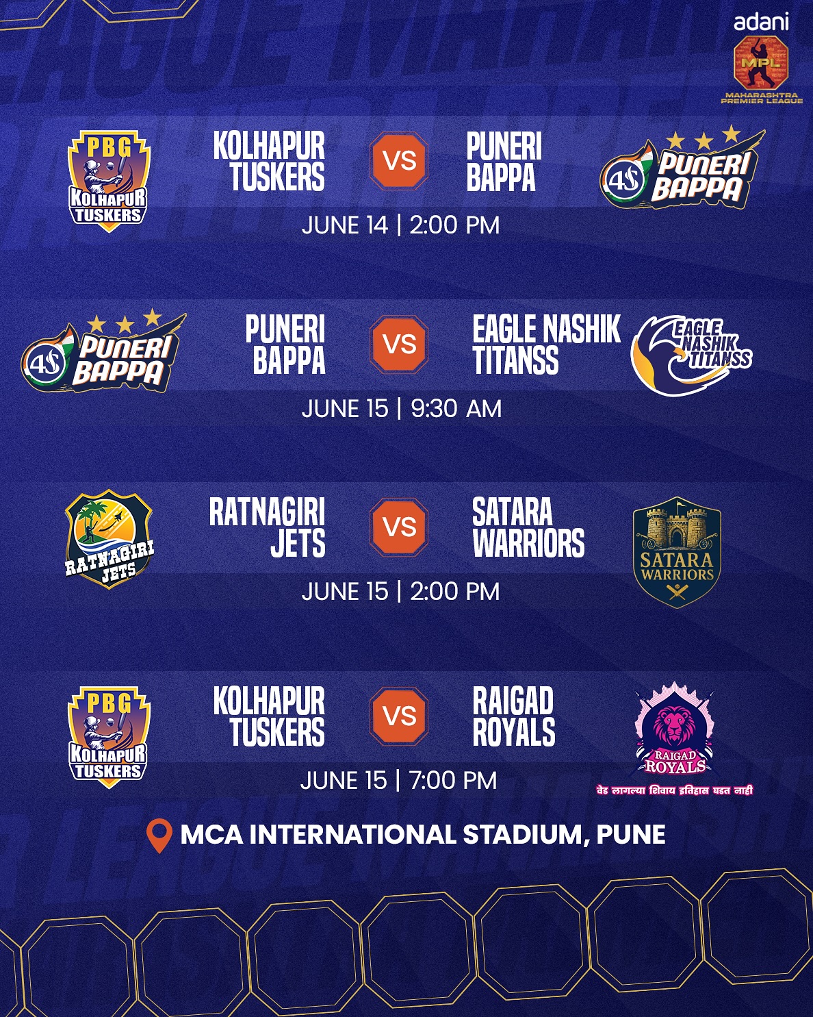 New Dates For Adani MPL 2025