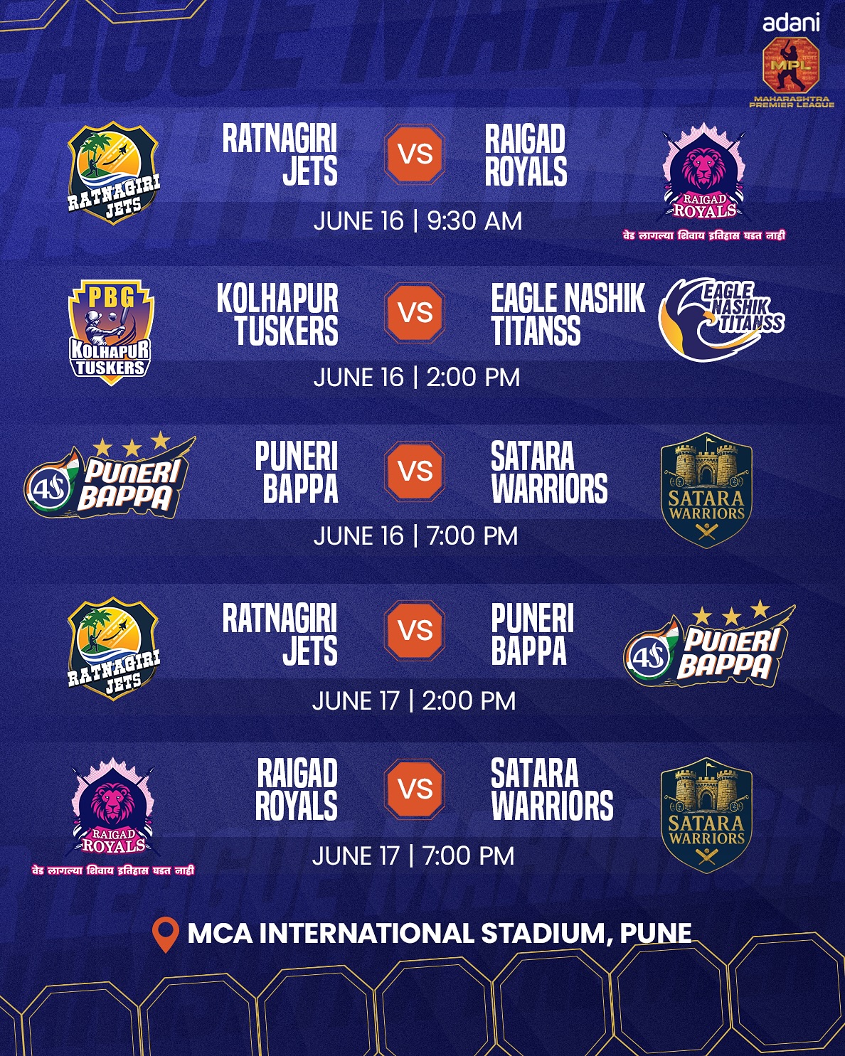 New Dates For Adani MPL 2025