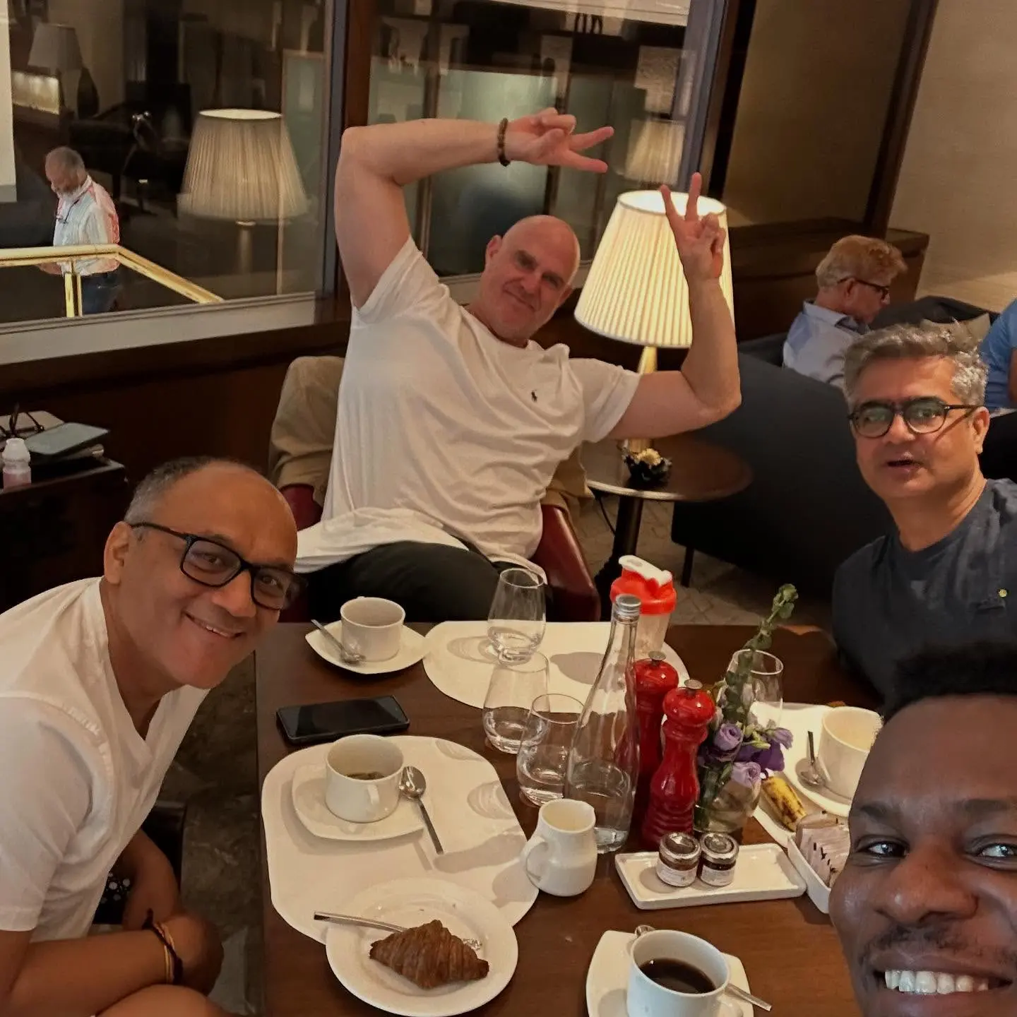 Fresh vibes and gourmet mornings as cricket commentator Pommie Mbangwa savors city breezes.