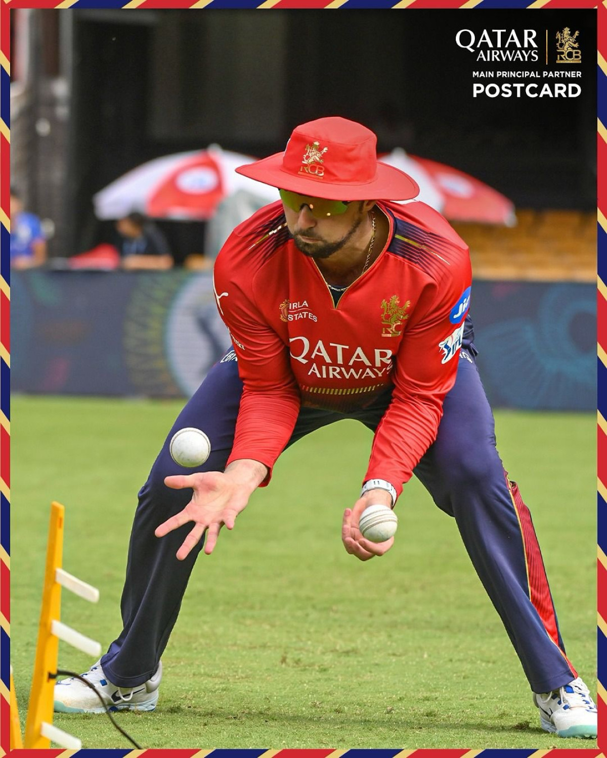Qatar Airways Inspires RCB Pre-Game Drills Quick Catches, Safety, and Precision: RCB Stays Focused With Pre-Game Drills in IPL2025!!?