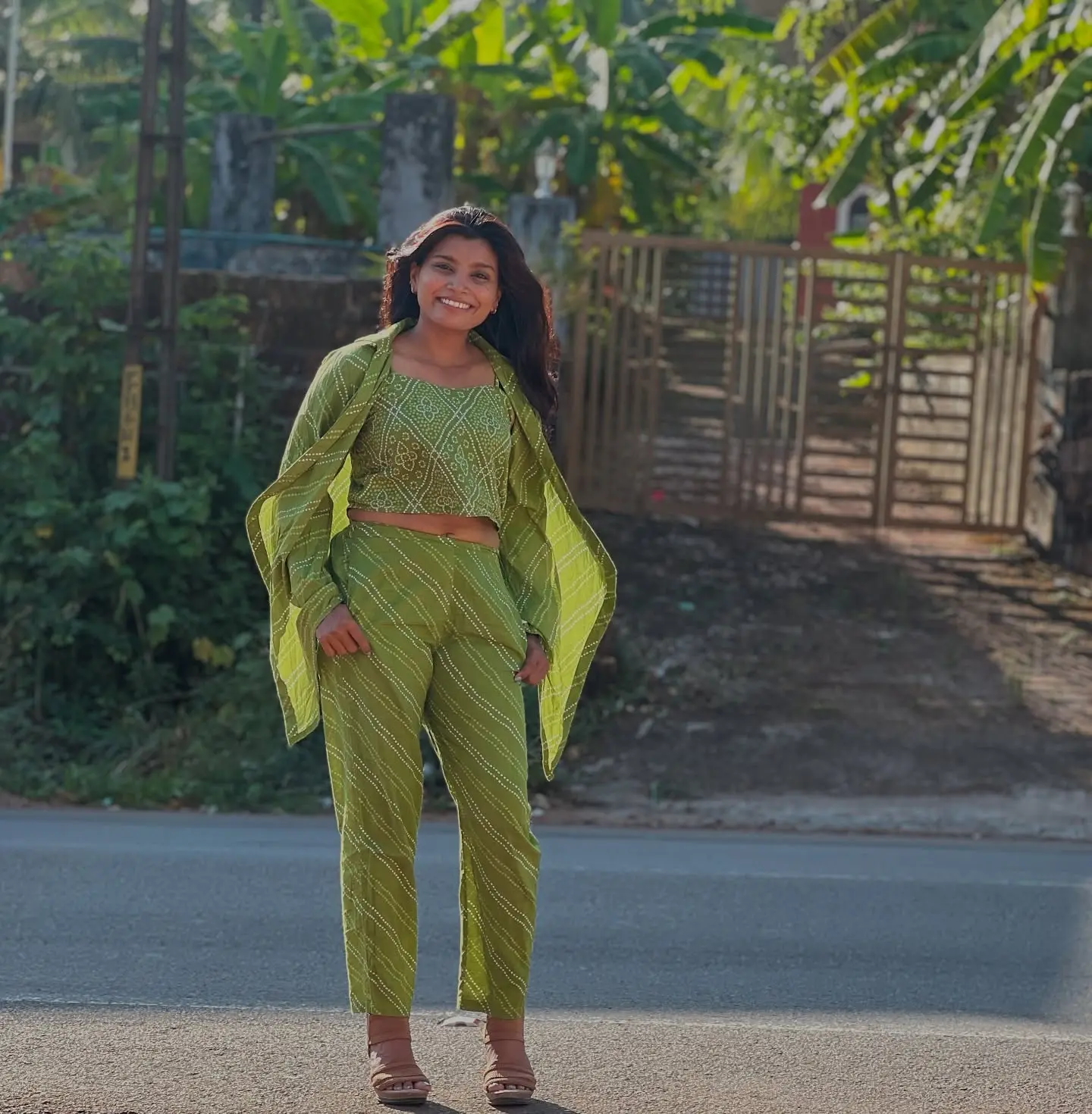 Rajeshwari Gayakwad Radiates Green Vibes Embracing nature's hues and style, the athlete blends green outfits with golden sunshine.!