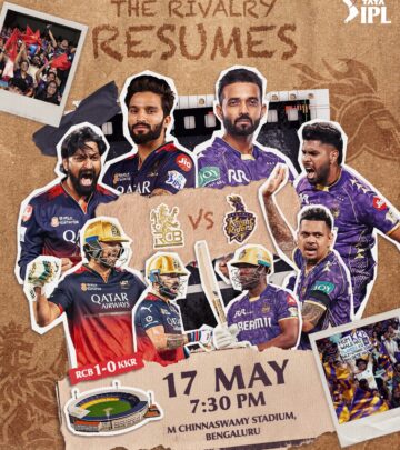 RCB Holds 2-0 Advantage in IPL Clash Against KKR