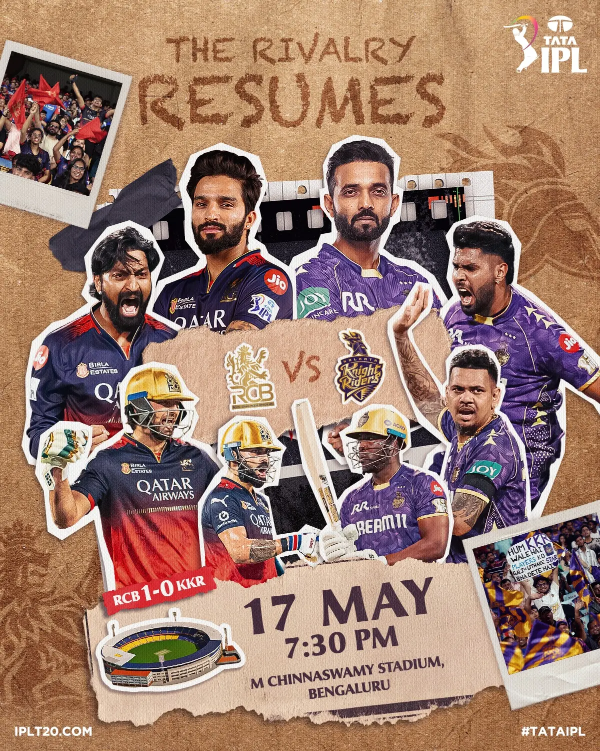 RCB Holds 2-0 Advantage in IPL Clash Against KKR Exciting clash renews IPL fervor as RCB leads KKR in a thrilling preview of TATA IPL 2025!