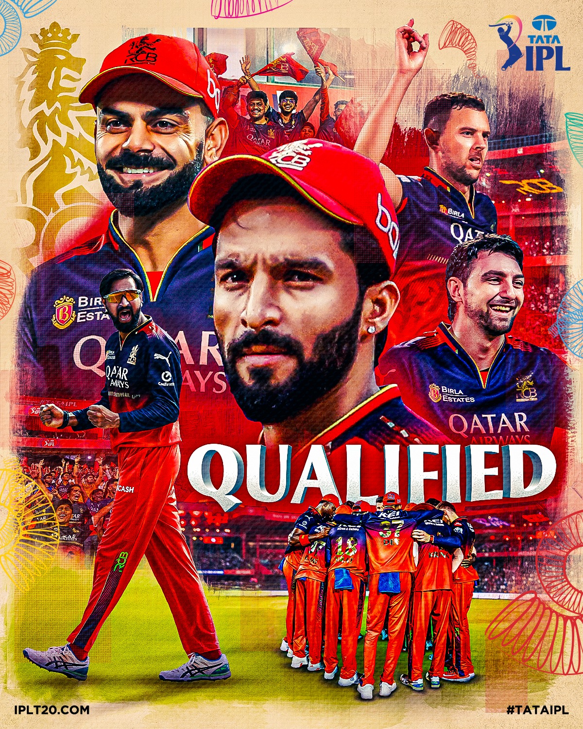 RCB Storms Into Playoffs With Unyielding Focus RCB clinches playoff berth with unwavering resolve and sharp drive for IPL glory in action.