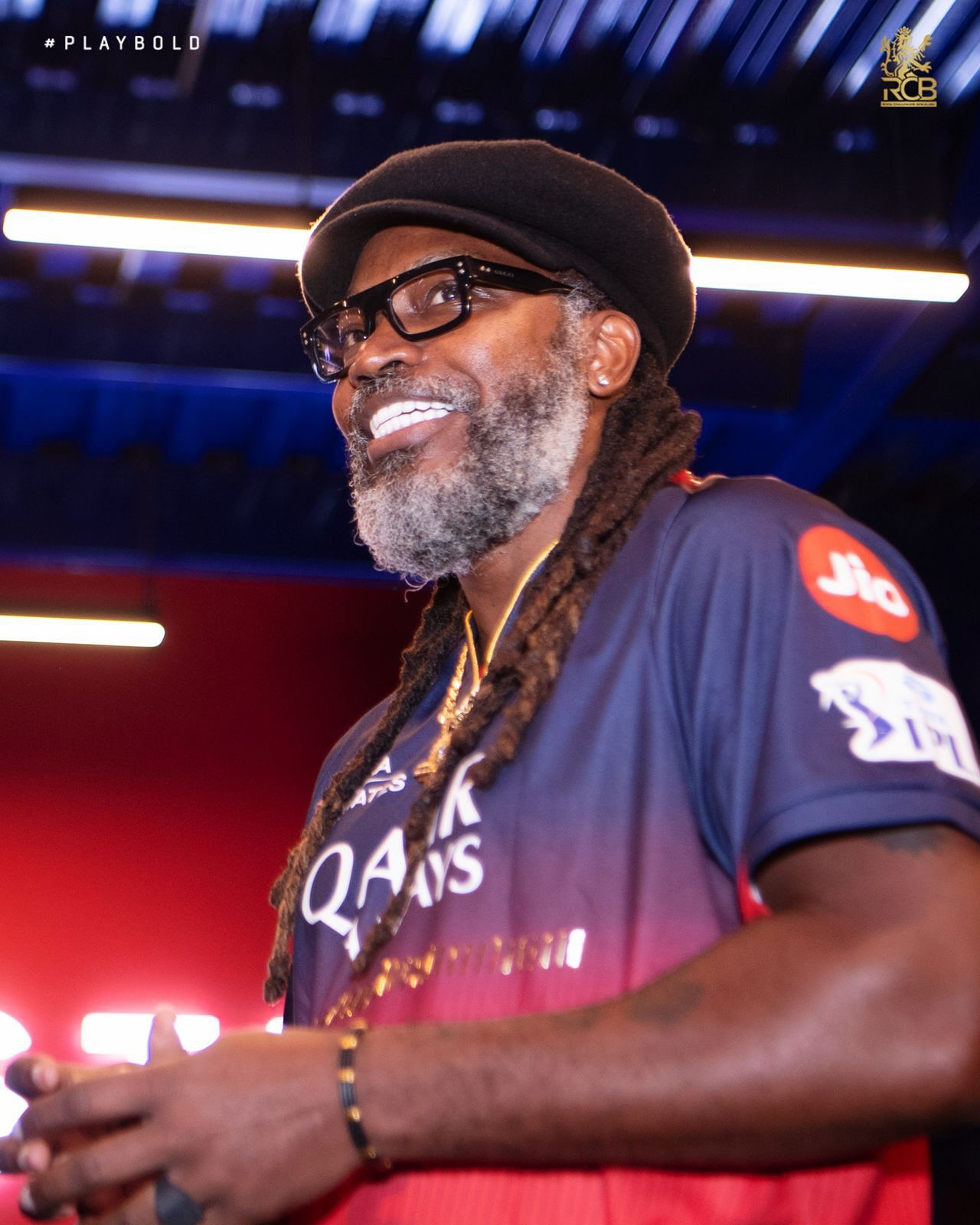 RCB’s Hall Of Famer Chris Gayle Catches Up With The Boys Legendary Chris Gayle reconnects with RCB squad after match delays amid rain-soaked pitch.