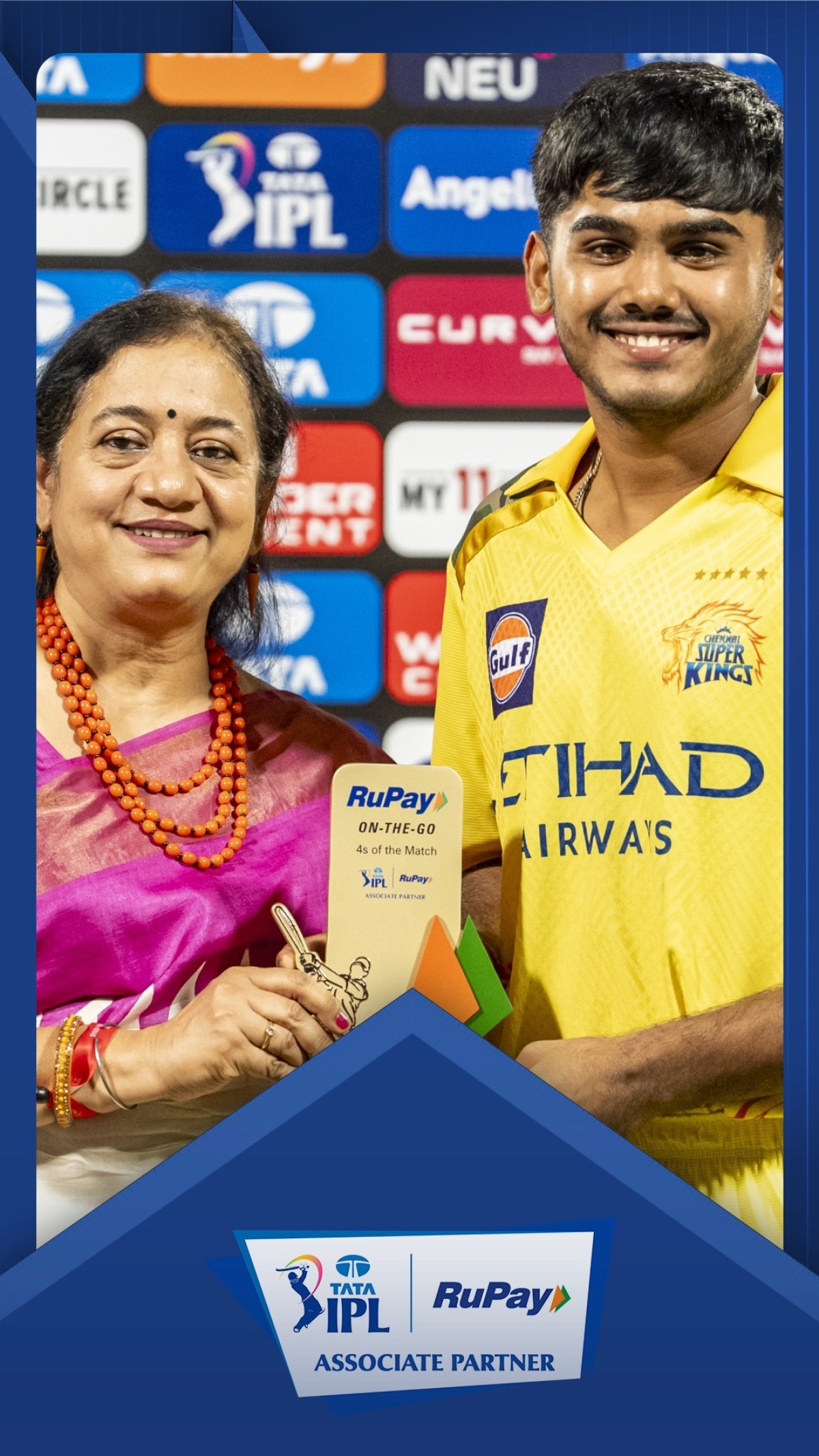 RuPay Award For Ayush Mhatre In RCB Vs CSK Clash Ayush Mhatre shines online, grabbing RuPay On-the-go 4s award in a thrilling IPL clash!!!
