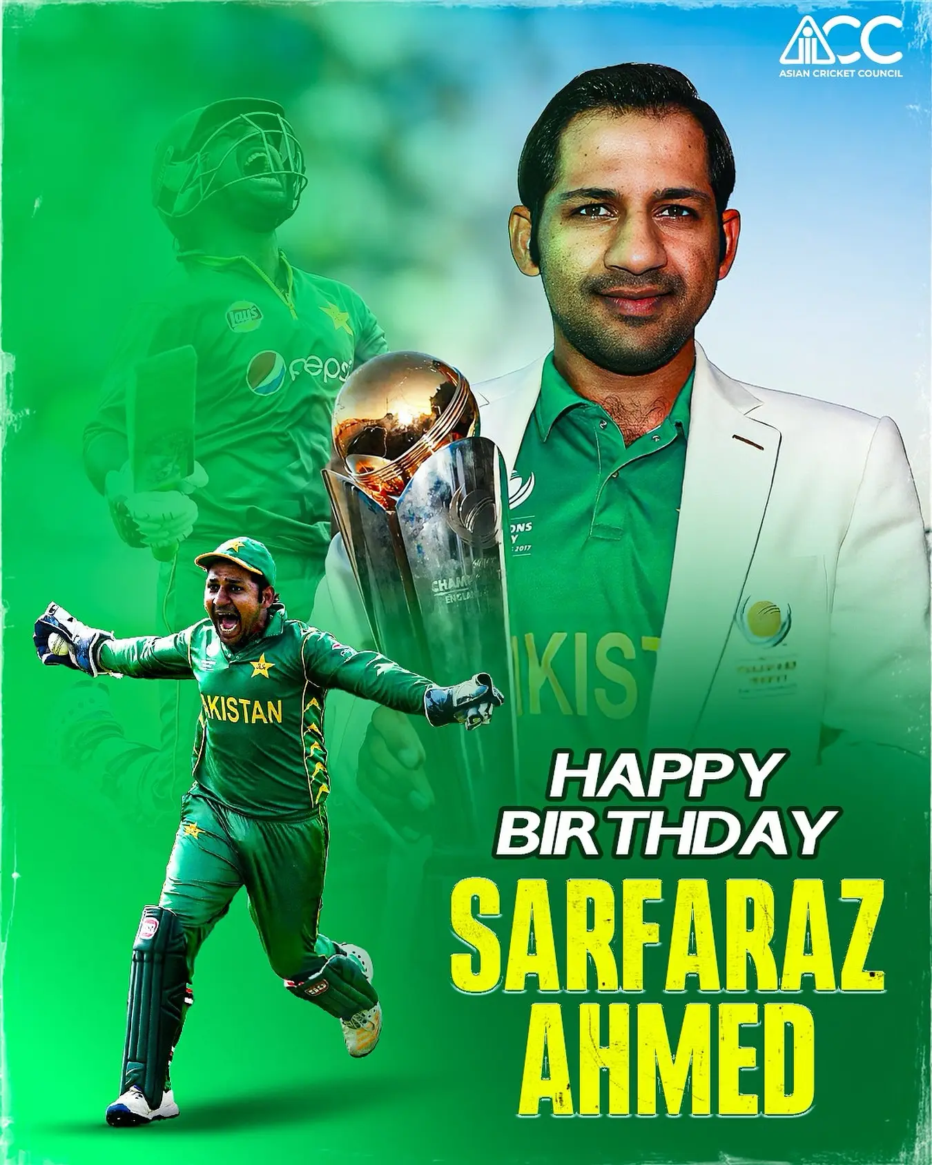Sarfaraz Ahmed Birthday Tribute From ACC Former skipper celebrated for Champions Trophy and U19 legacy on his birthday. Cheers now.