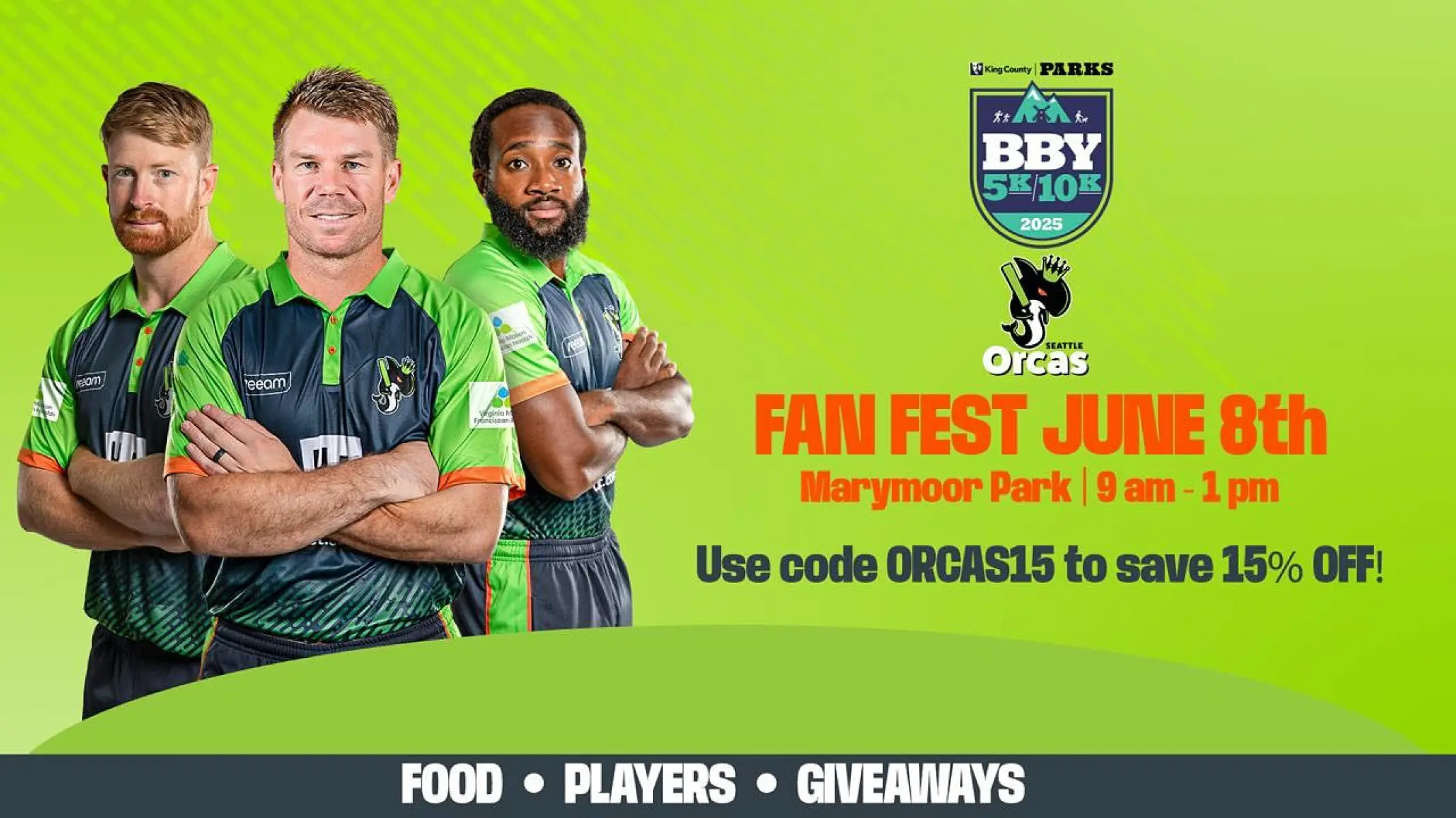 Seattle Orcas 5K Fan Celebration Run with top cricketers; enjoy autographs, photos, giveaways at Marymoor Park on June 8.