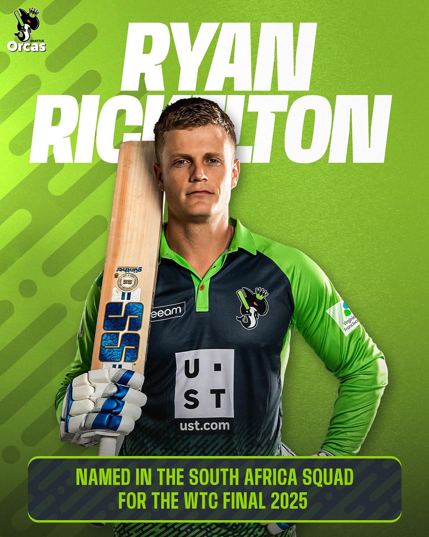 Seattle Orcas Celebrate Ryan Rickelton’s Triumph Cricketer Ryan Rickelton shines as Seattle Orcas mark a key win in #WTC25 with pure grit!
