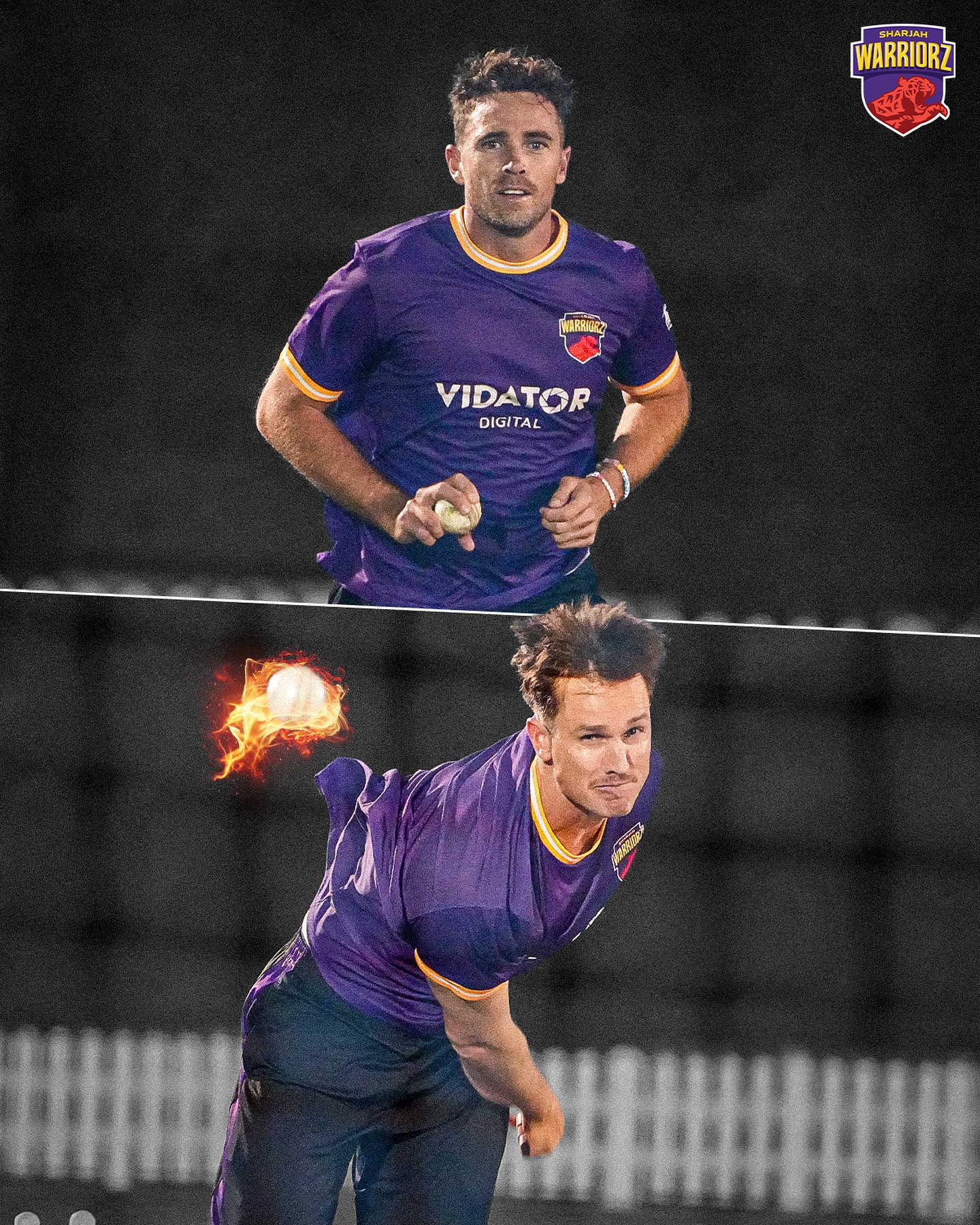 Sharjah Warriorz Kiwi Duo Targets Stumps Kiwi stars of Sharjah Warriorz charge forward with raw pace, ready to redefine T20 action.