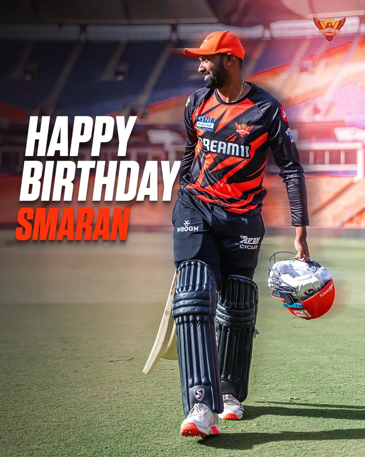 Special Birthday Greetings For Smaran’s Recovery Sunrisers Hyderabad celebrates Smaran’s birthday with heartwarming wishes for quick healing
