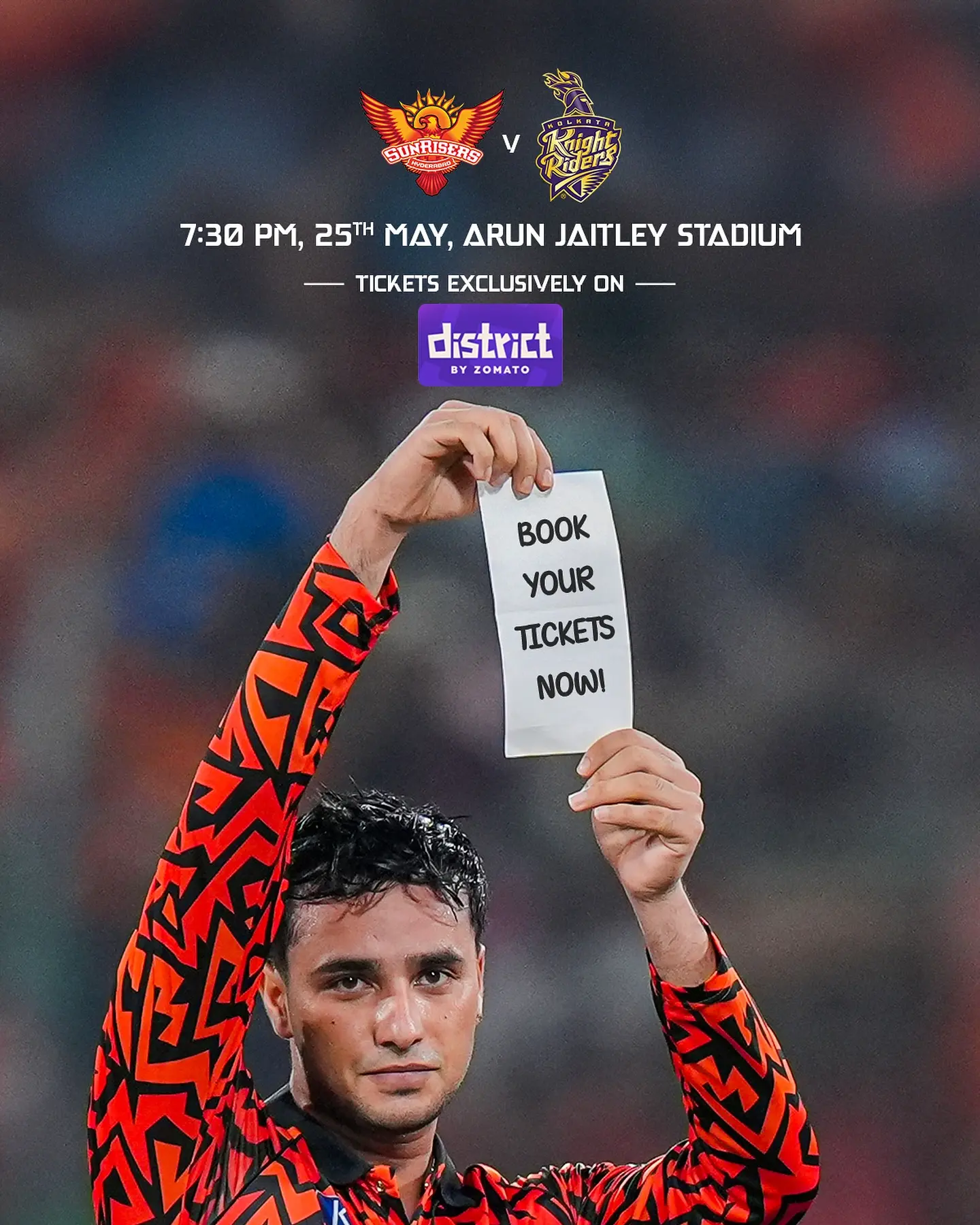SRH Vs KKR Ticket Sales Live In Delhi Sunrisers Hyderabad face Kolkata Knight Riders in Delhi; Abhi urges OrangeArmy to book now.