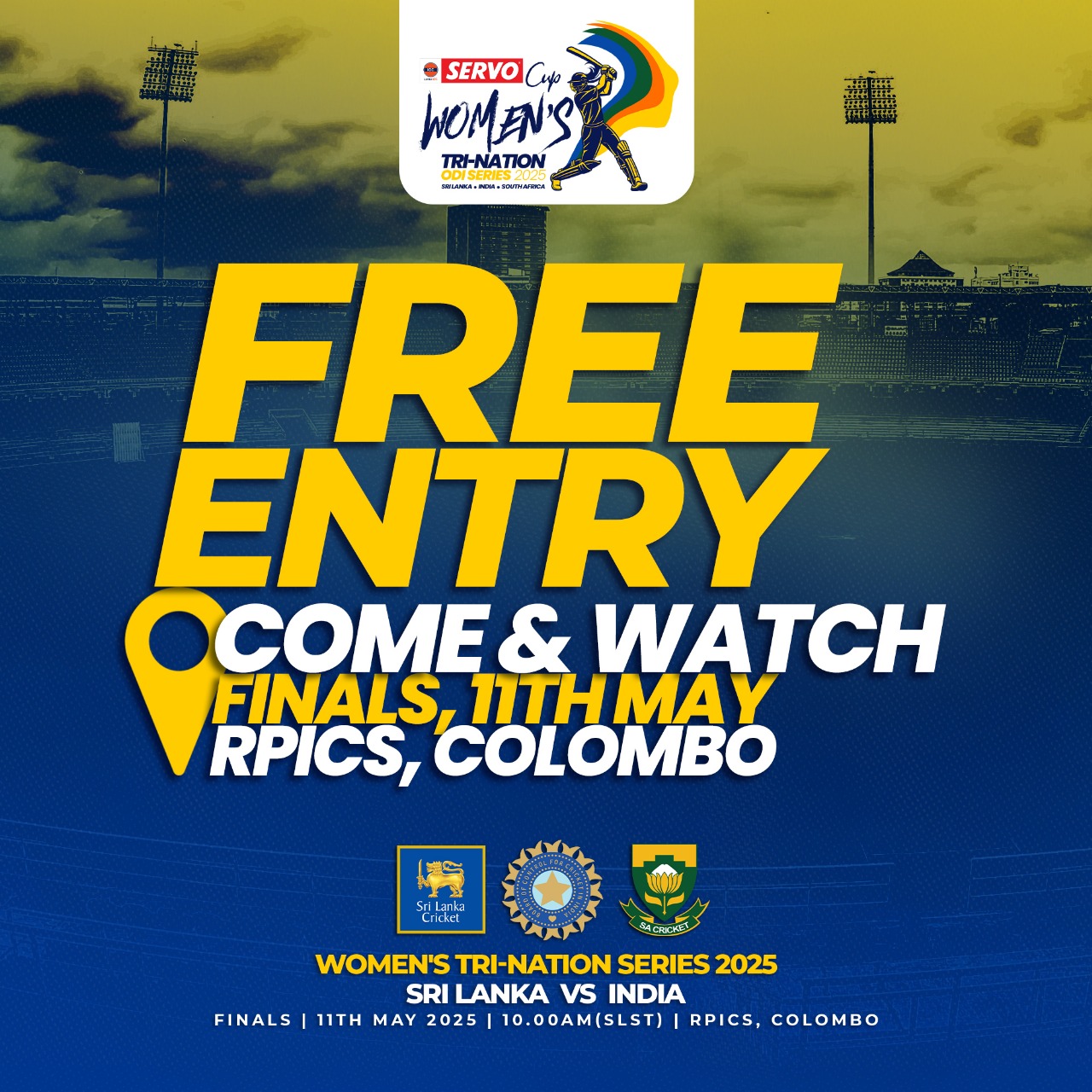 Sri Lanka Vs India: Grand Finale At Colombo Free entry to an epic cricket finale at RPICS, Colombo on May 11 – cheer your team today!.