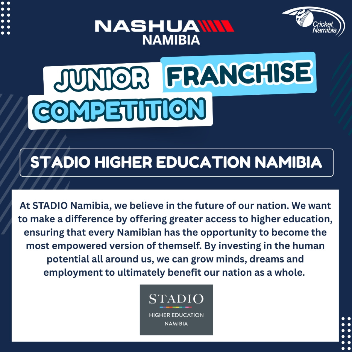 Stadio Namibia Takes Charge Of Nashua Junior Franchise STADIO Namibia powers Nashua Junior Franchise growth with a bold new vision. Game Changer!