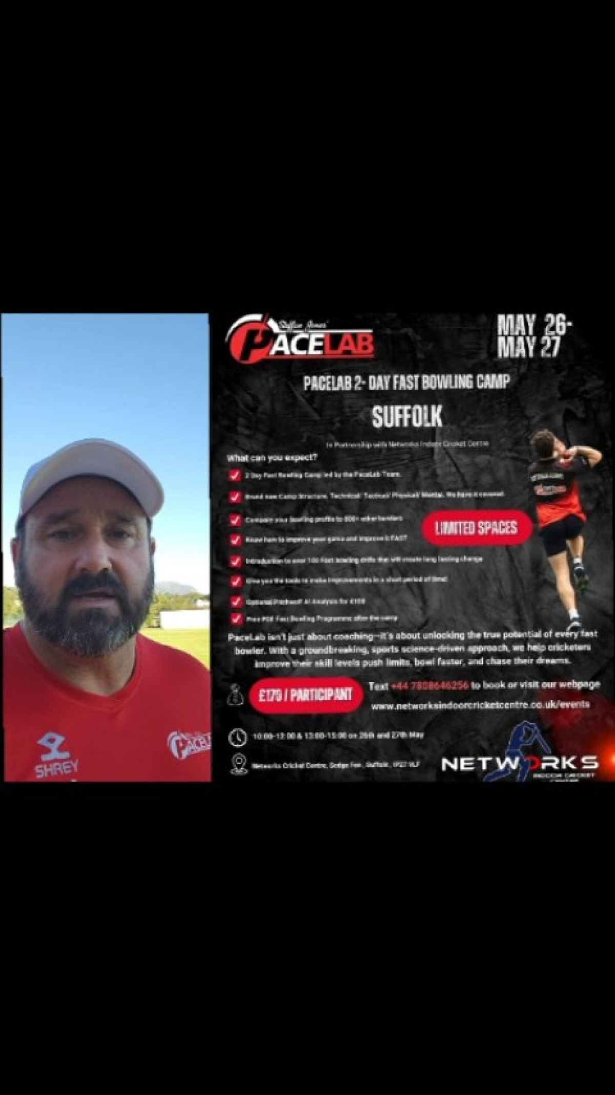 2-Day PaceLab Camp at Suffolk Indoor Centre; Boost fast bowling with elite coaching cues.!