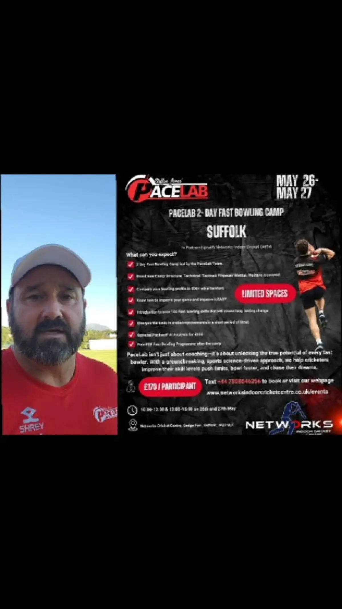 Suffolk Bowlers Gear Up For PaceLab Camp 2-Day PaceLab Camp at Suffolk Indoor Centre; Boost fast bowling with elite coaching cues.!