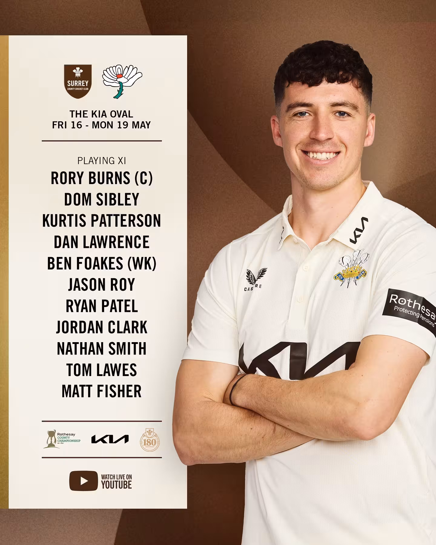 Kurtis Patterson debuts as Surrey elects to bowl first at Kia Oval in a thrilling showdown