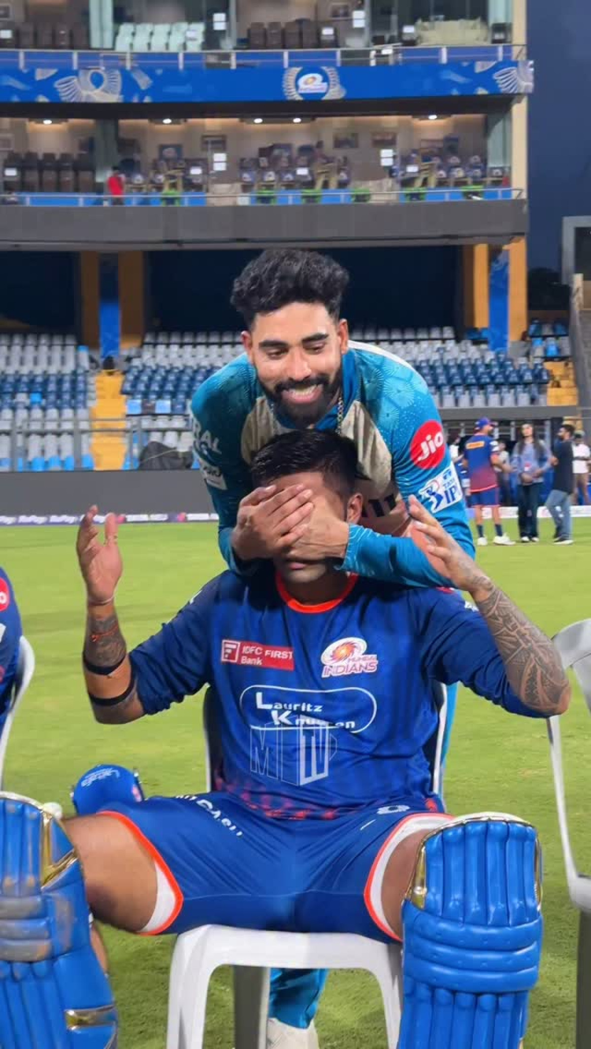 Suryakumar Yadav Celebrates Mumbai Indians Bond Mumbai Indians' pride Suryakumar Yadav winks at legacy with humor and heartfelt camaraderie.