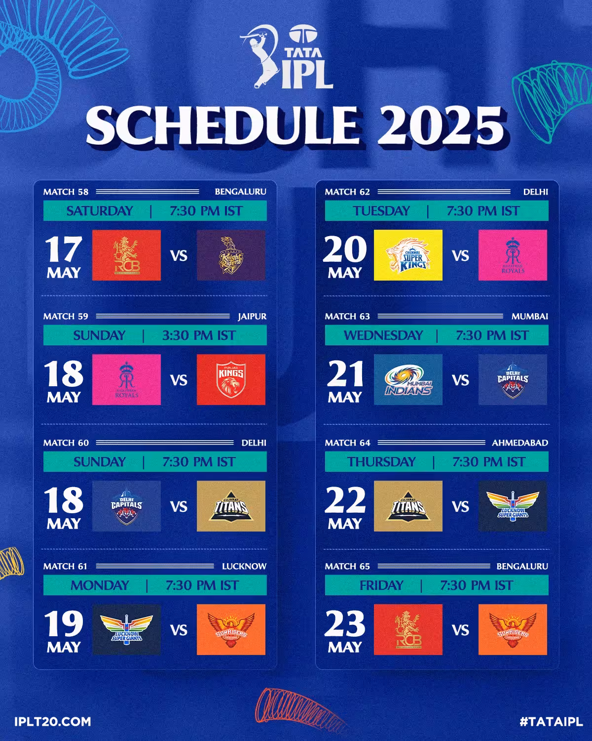Tata IPL Action Returns On May 17 The countdown has begun as schedule unveiled, stirring passions among fans and teams alike.