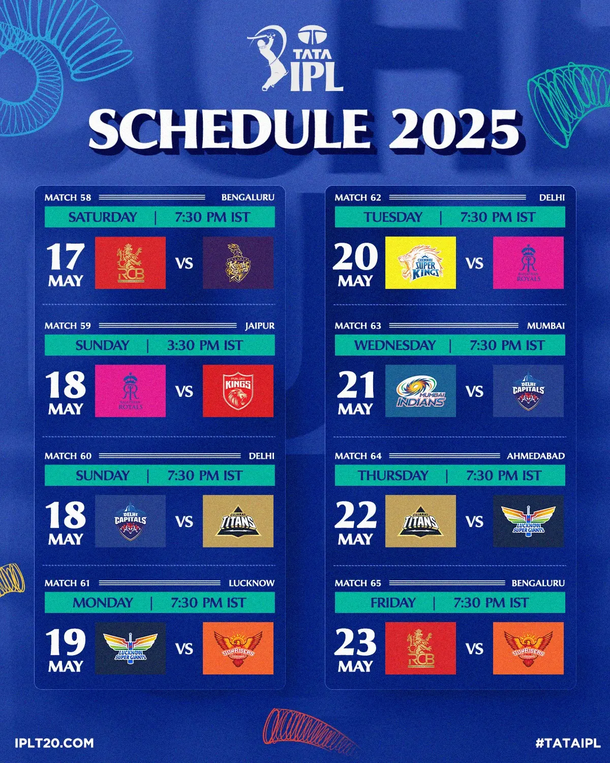 Tata IPL Action Returns On May 17 The countdown has begun as schedule unveiled, stirring passions among fans and teams alike.
