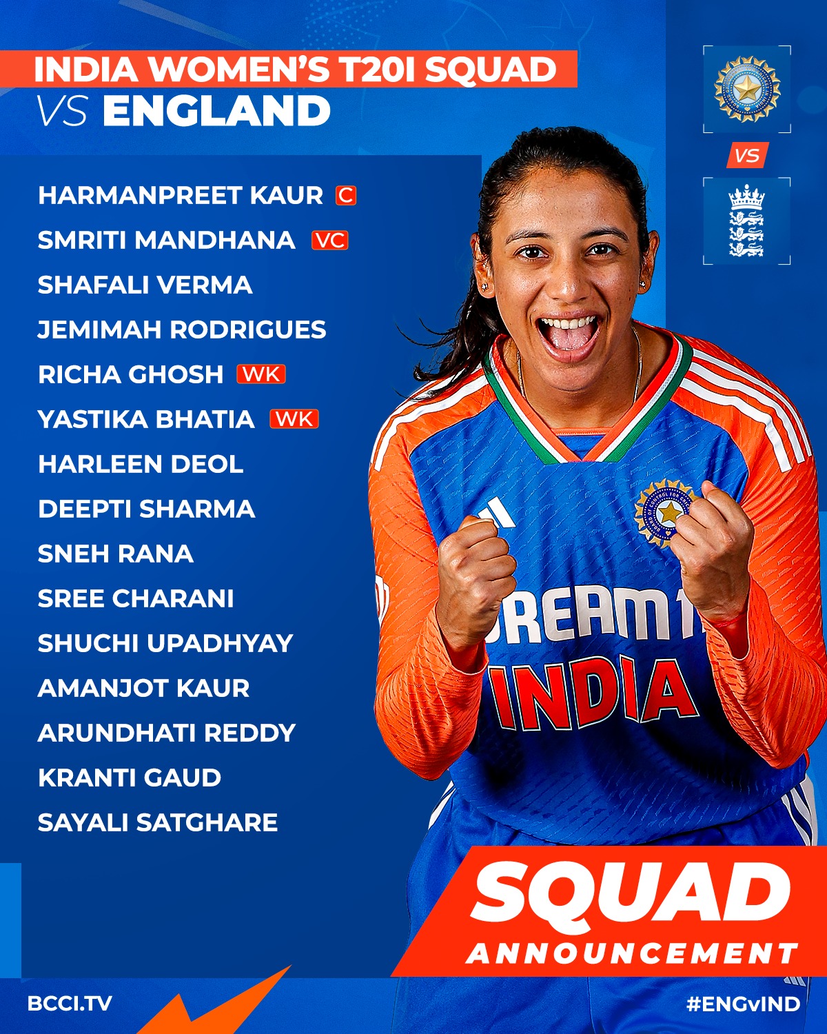 Team India Women Squad Announced For England Tour