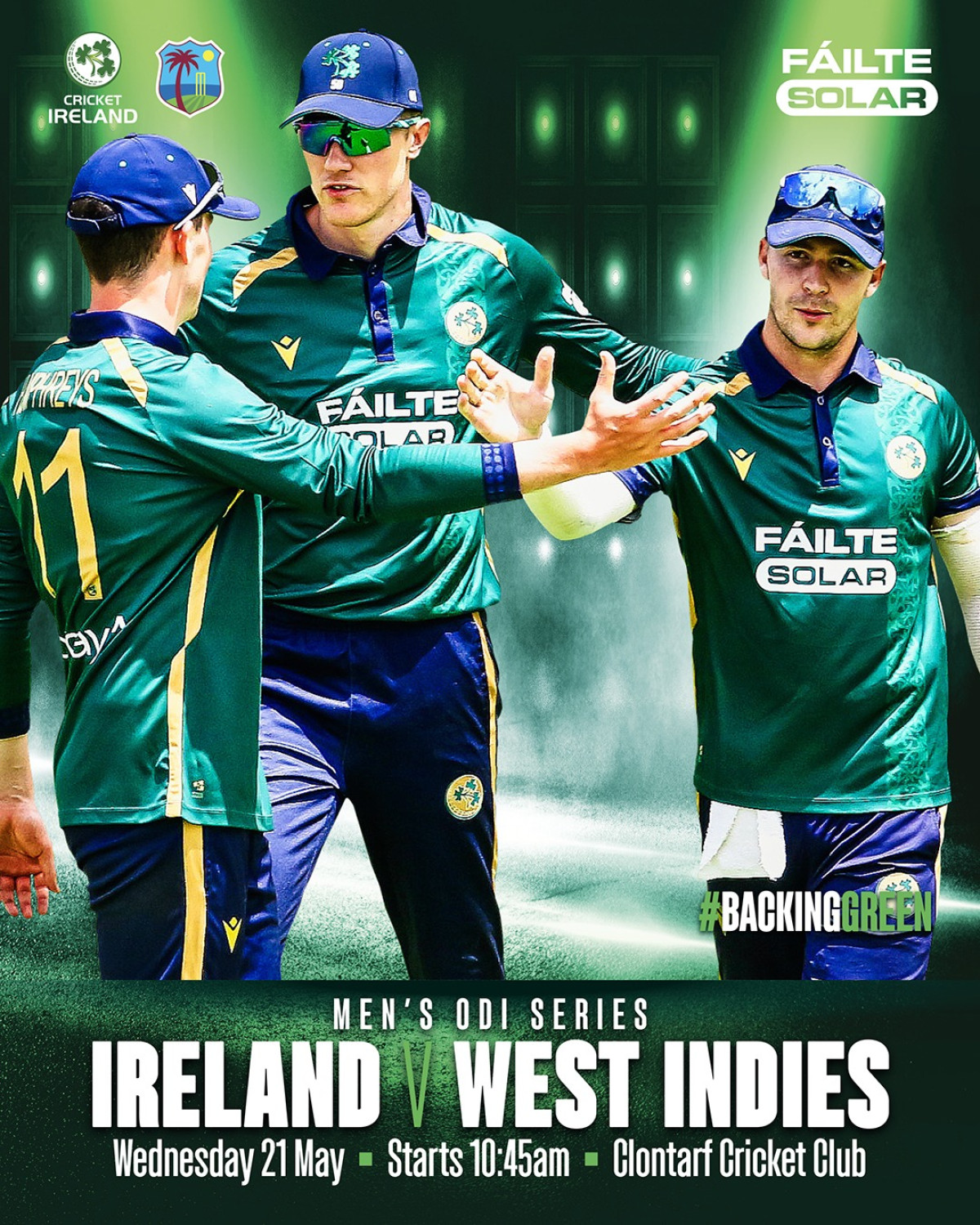 Ticket Sales Open For BackingGreen Cricket Match Experience exciting cricket action this Wednesday as you run grab tickets for a top event!