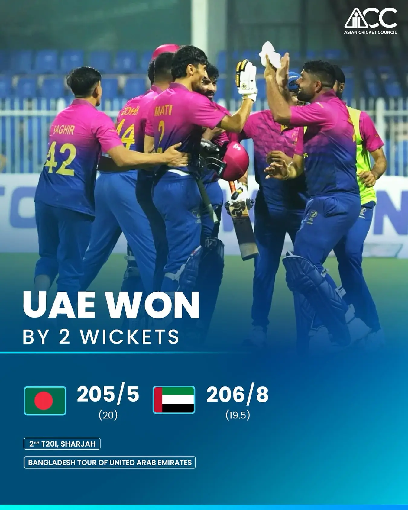 UAE Clinches Historic 2-Wicket Victory Over Bangladesh Thrilling home win as UAE overcome 200+ chase in an electrifying cricket showdown tonight.