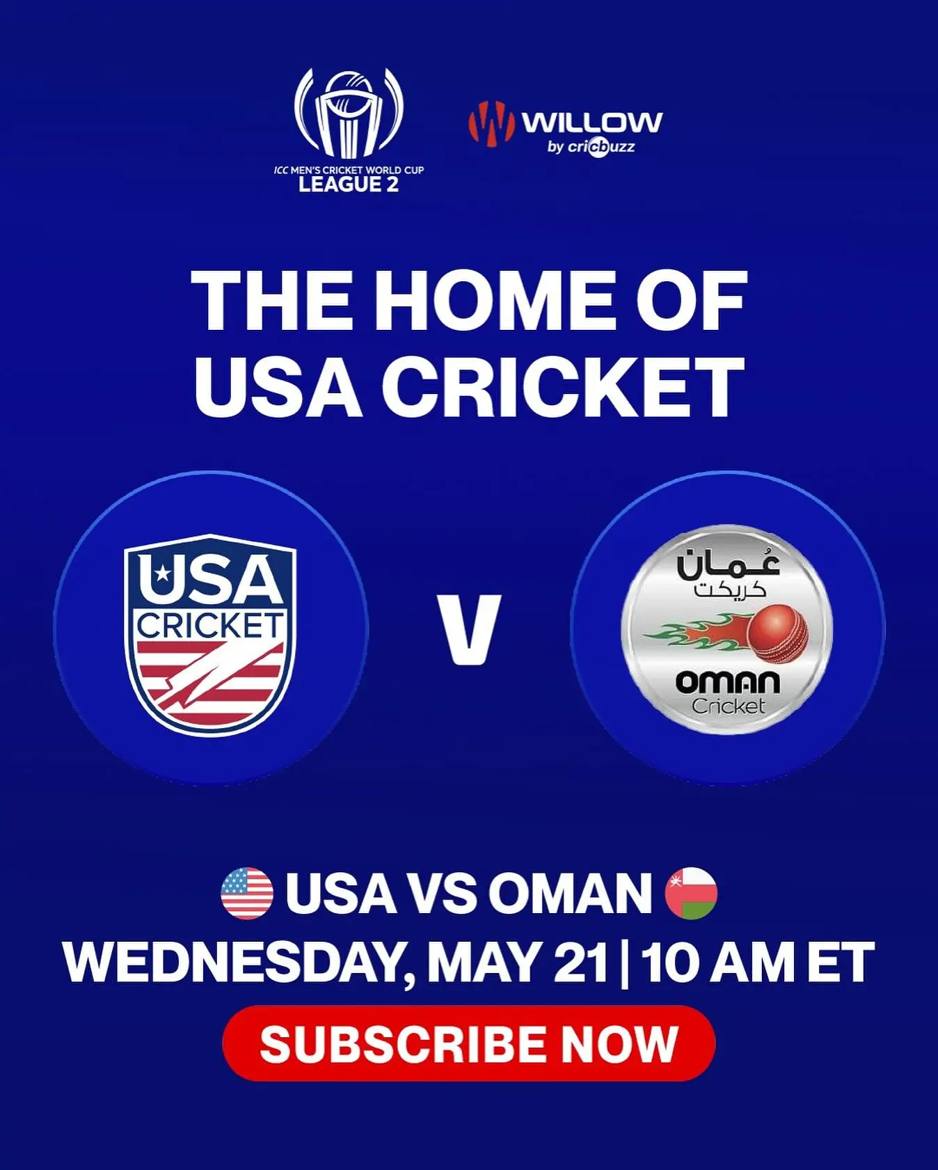 USA Cricket Battles Oman in CWC League Two National squad meets rival side at iconic ICC clash on willow.tv for live action at10ET!!!