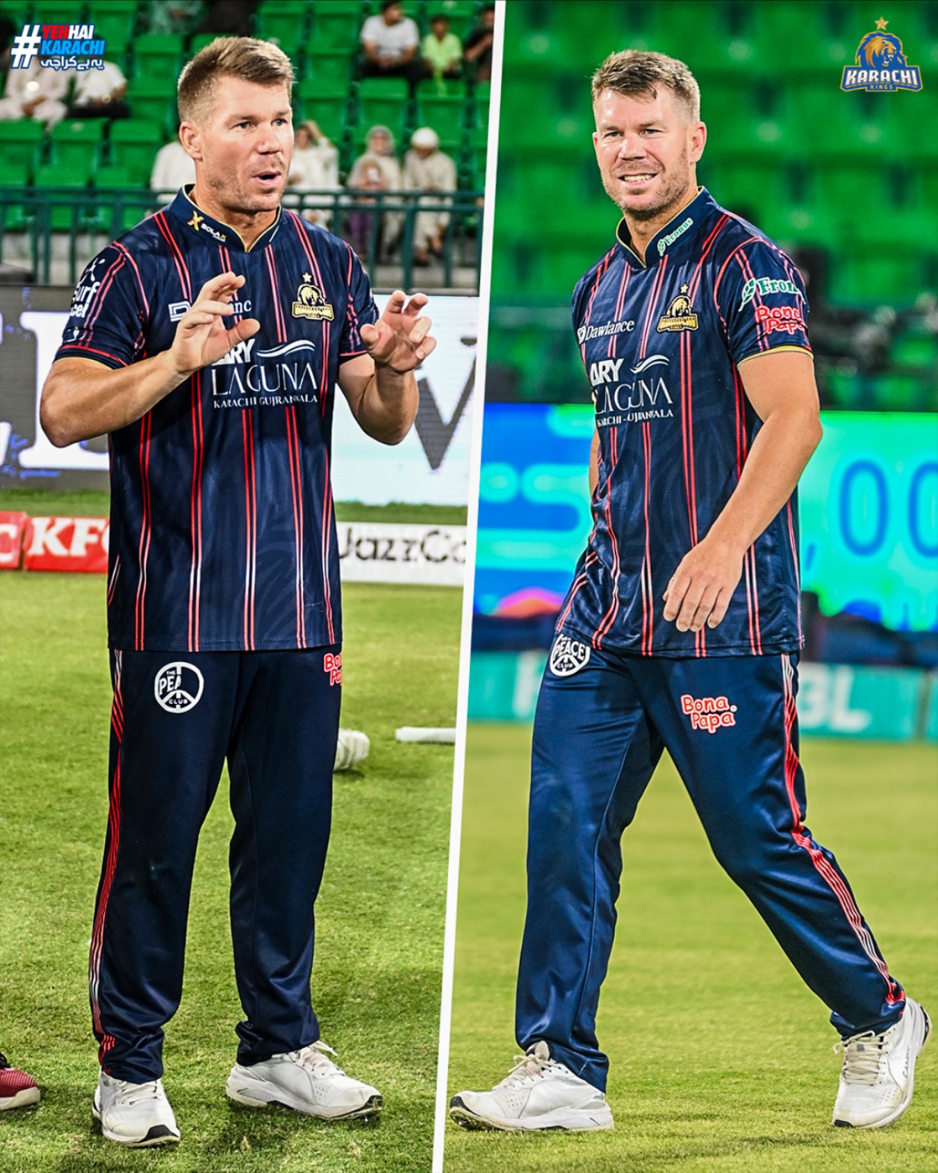David Warner shows steady, cool leadership on the field, driving Karachi Kings to victory!!