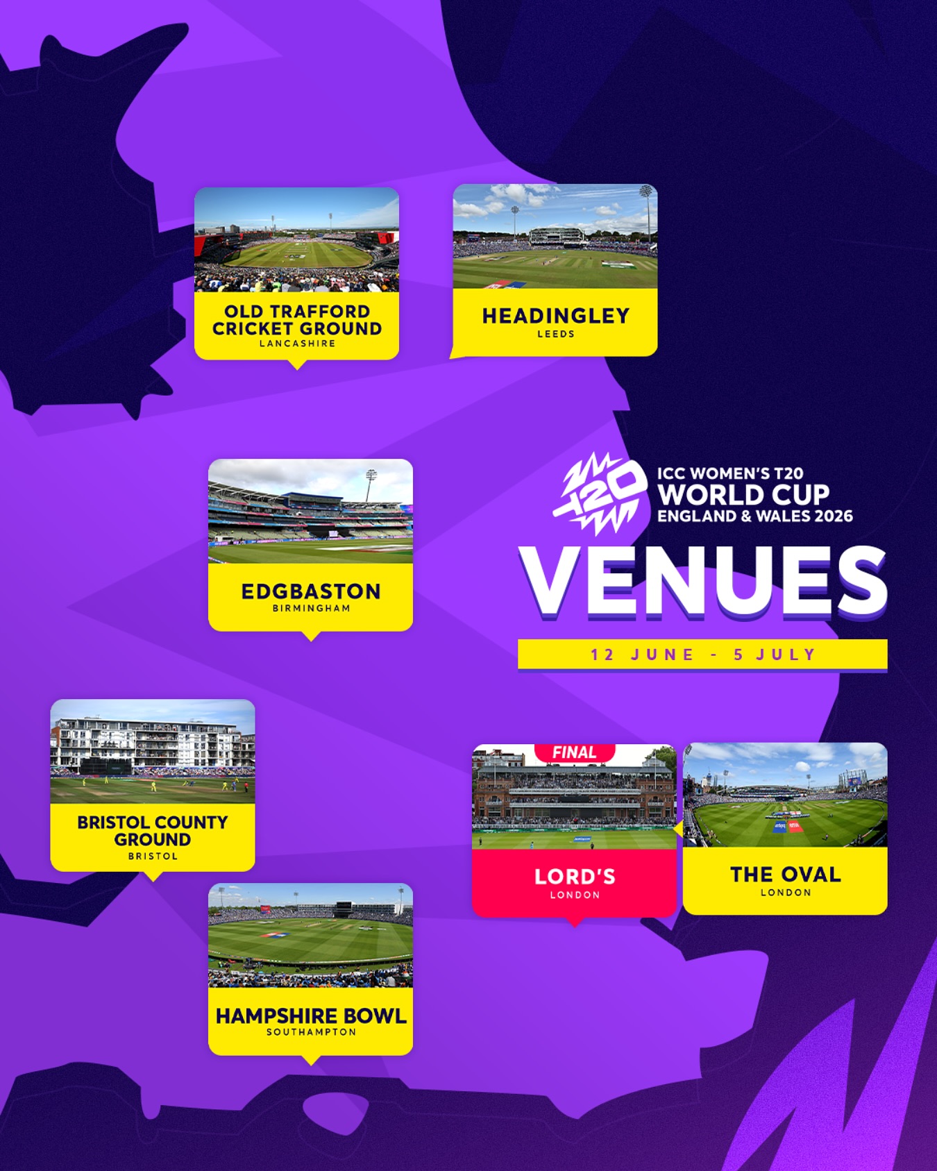 Women’s T20 World Cup 2026 to Hit England’s Iconic Grounds Seven historic cricket venues across England to host exciting matches in T20 women's glory.