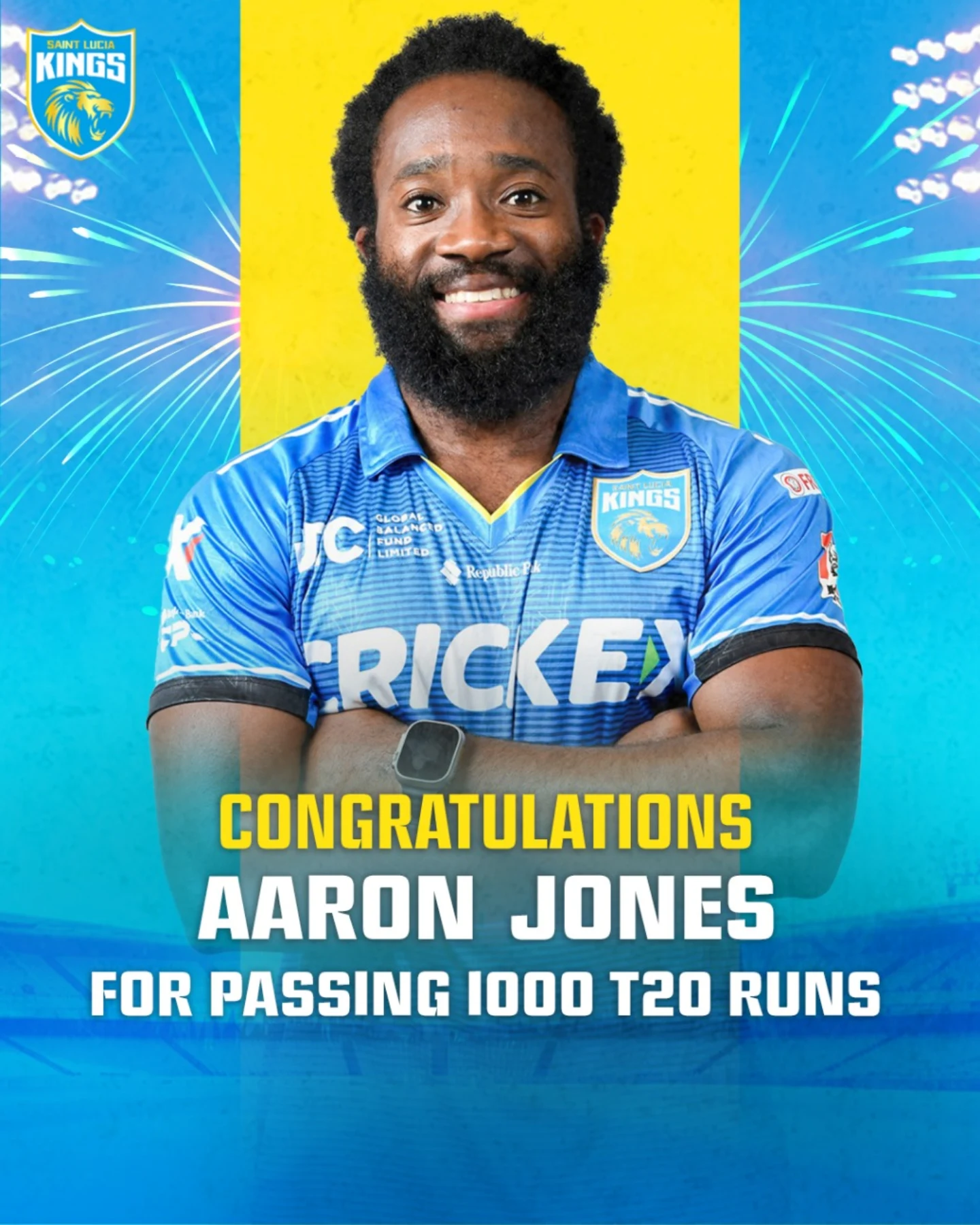 Aaron Jones Reaches 1000 T20 Runs Milestone Cricket star Aaron Jones celebrates a major milestone as he crosses 1,000 T20 runs. - wow!