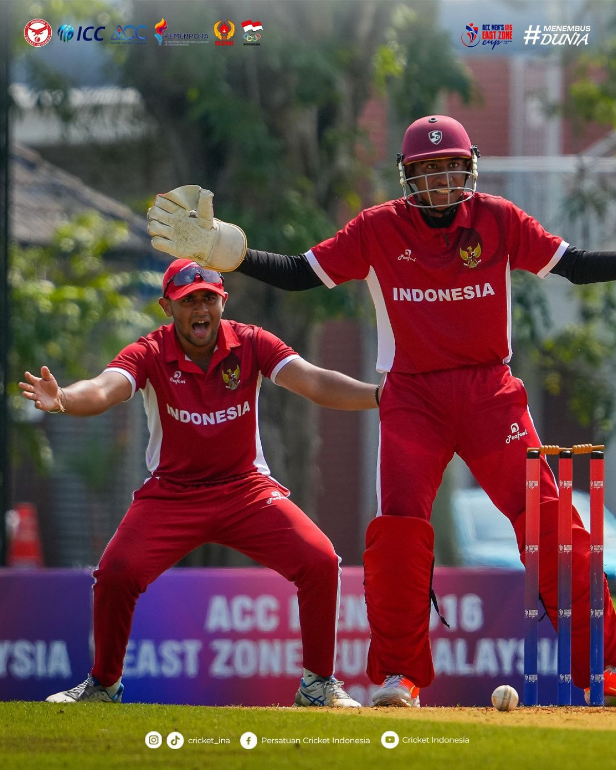 Dynamic cricket action unfolds as Indonesia's U16 team competes in a thrilling tournament.!