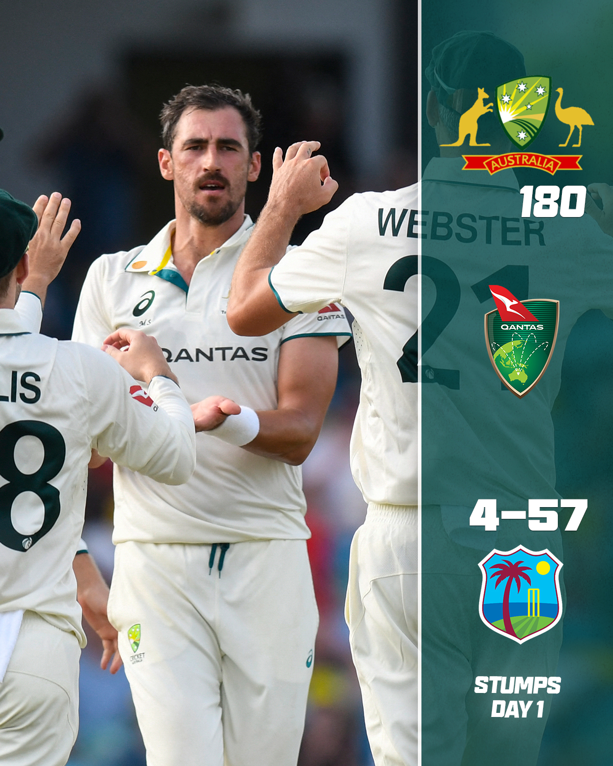Day one complete as Aussie cricketers launch West Indies cycle with grit passion and zeal.