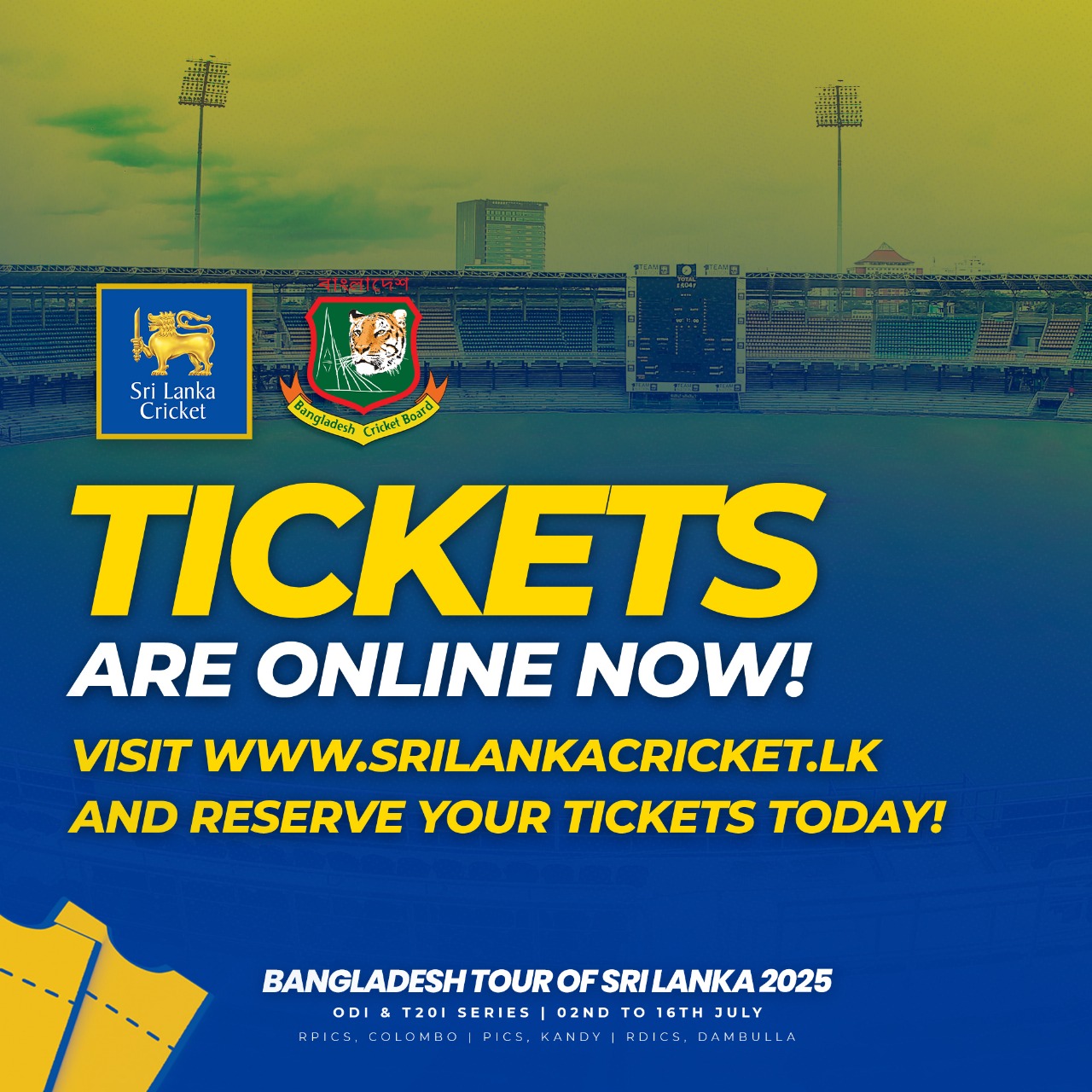 Bangladesh Tour Of Sri Lanka 2025 Book online for Bangladesh Tour; ODIs and T20Is await in Sri Lanka this summer – Act Now!!