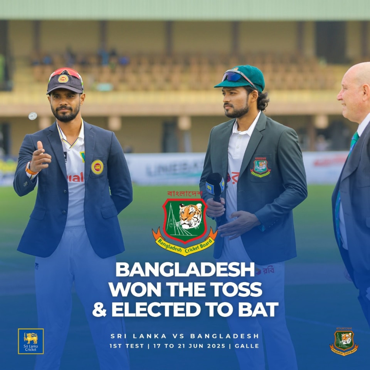 Bangladesh Wins Toss In Galle Opening Test Bangladesh opts to bat in Galle’s Test after winning toss; stage set for gripping clash!!