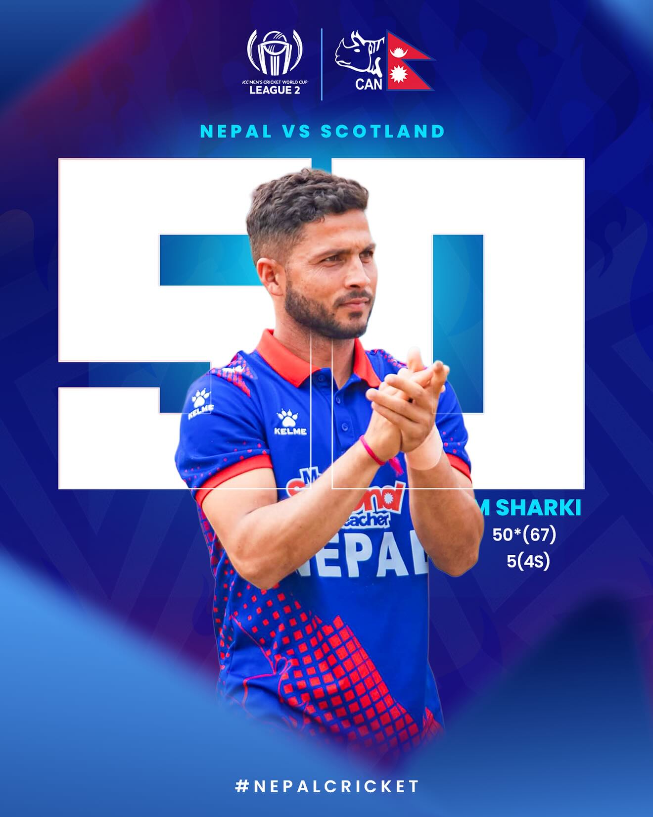 Bhim Sharki’s Half-Century Keeps Chase Alive Nepali talent ignites the field with a defiant 50-run effort and fierce determination!!!!