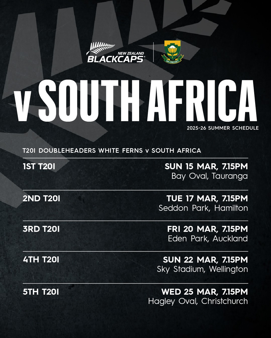 Blackcaps Set For Aotearoa Summer Cricket