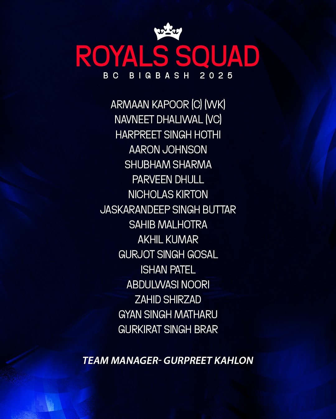 Brampton Royals Squad Unveiled For BC Bash