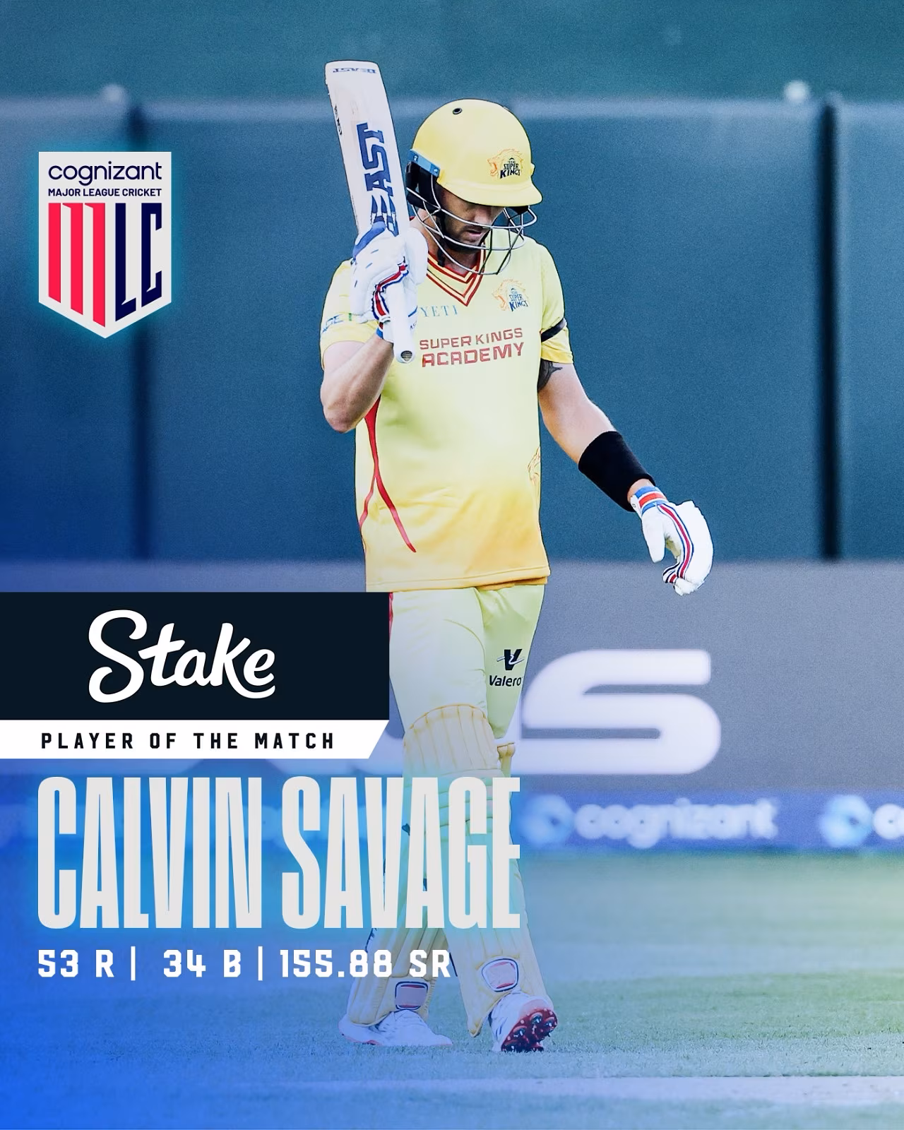 Calvin Savage Awarded Stake Player Of The Match Calvin Savage dazzles at Oakland Coliseum with standout MLC clash vs MINY in a tight duel!