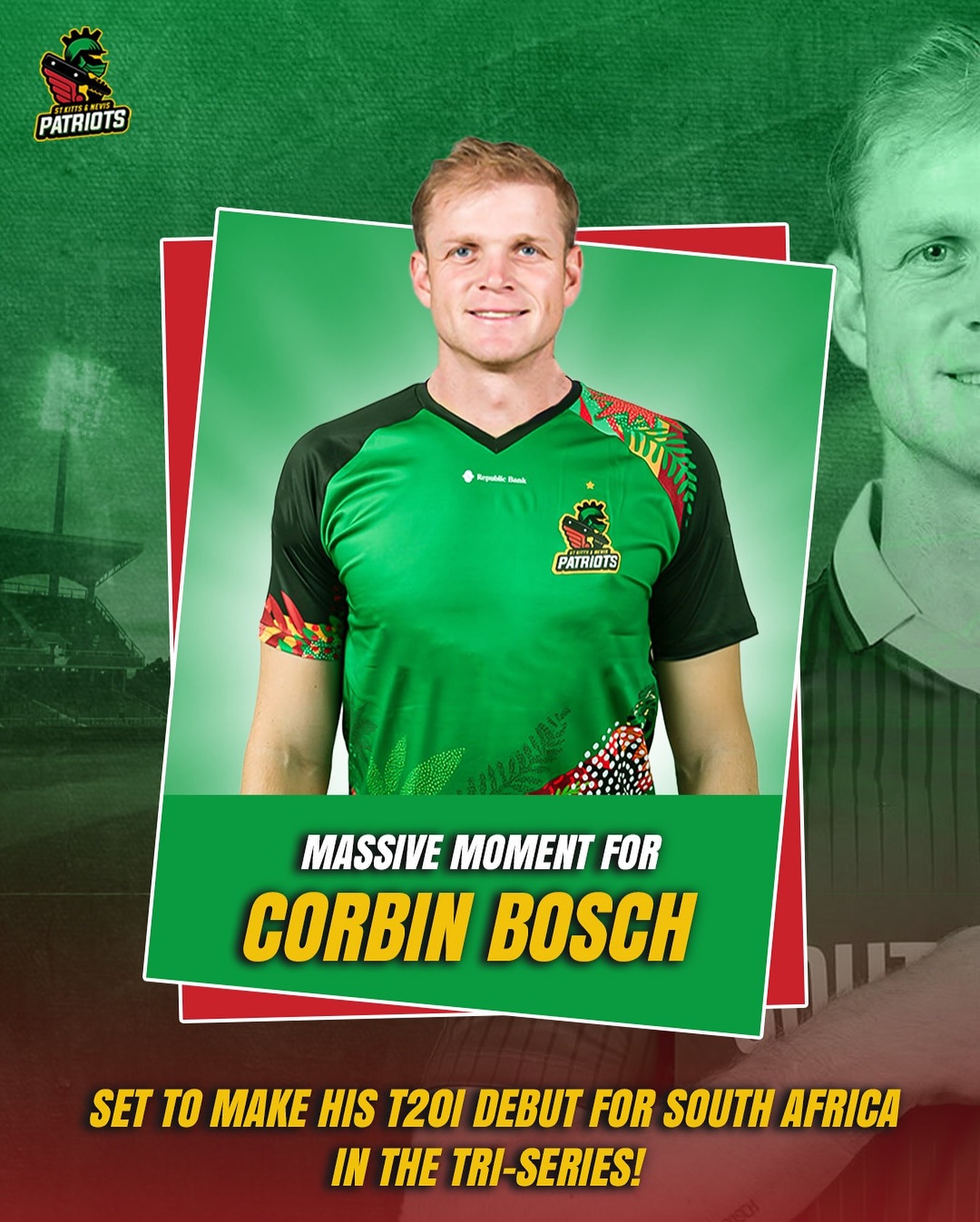Renowned cricketer Corbin Bosch gears up for his T20I debut in Tri-Series, making waves.!!