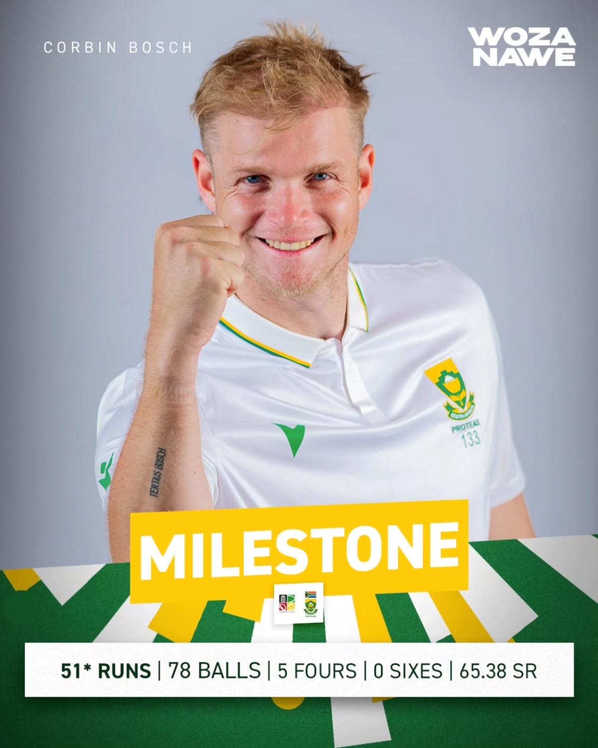 Corbin Bosch's composed half-century propels Proteas relentlessly forward in tight contest.